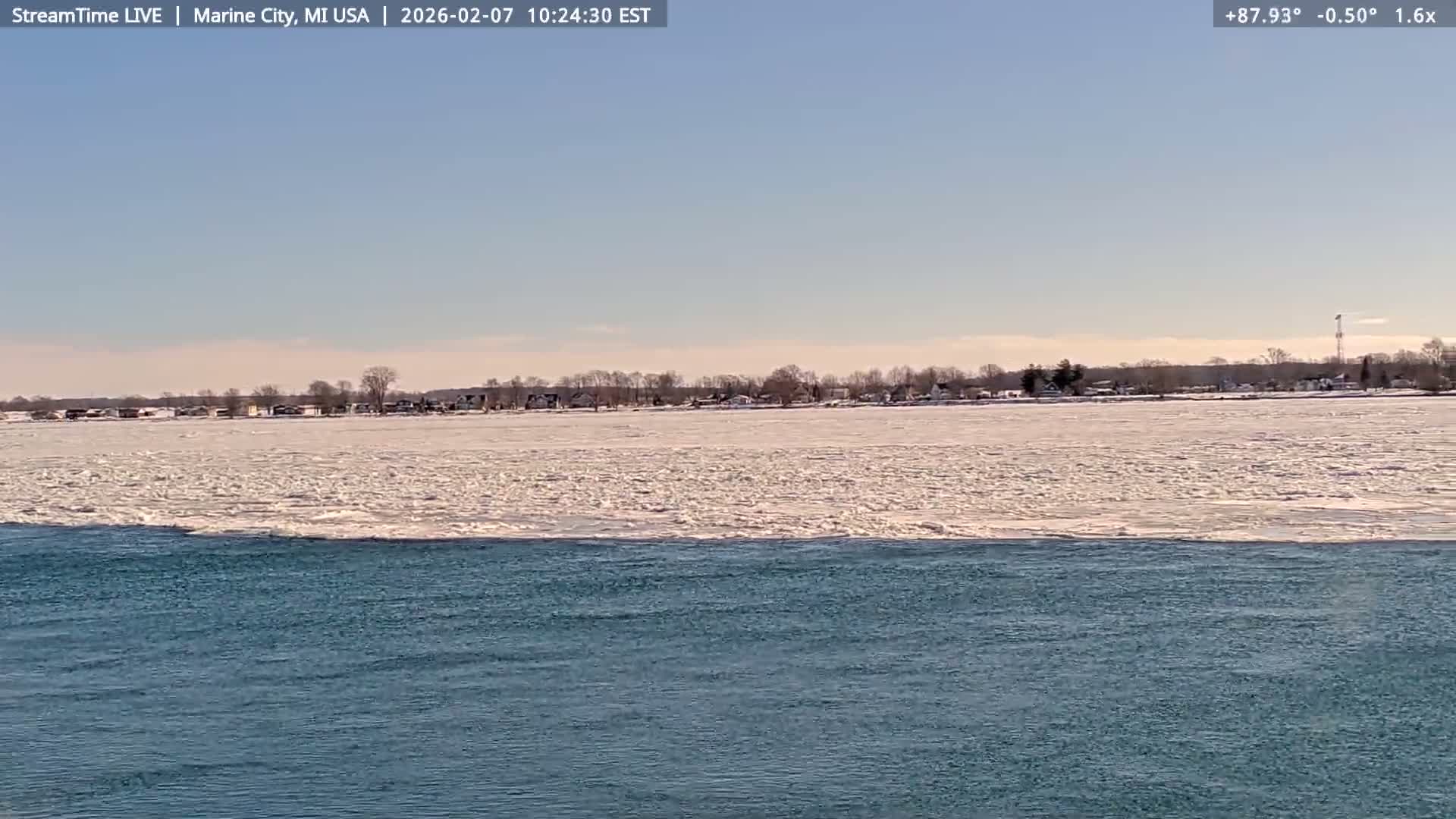 USA - Canada Border, Marine City Coast & St Clair River Live Cam - Marine City, St. Clair, Michigan, USA