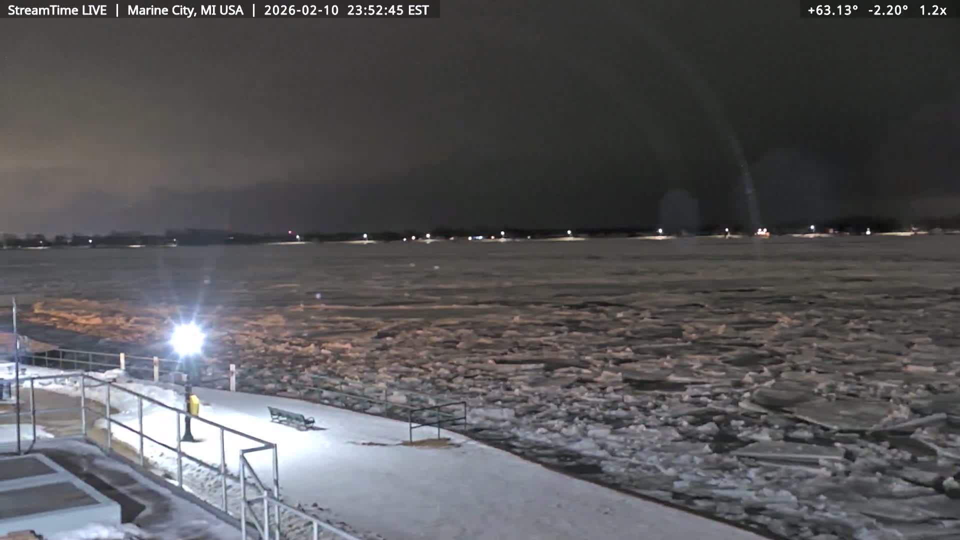 USA - Canada Border, Marine City Coast & St Clair River Live Cam - Marine City, St. Clair, Michigan, USA