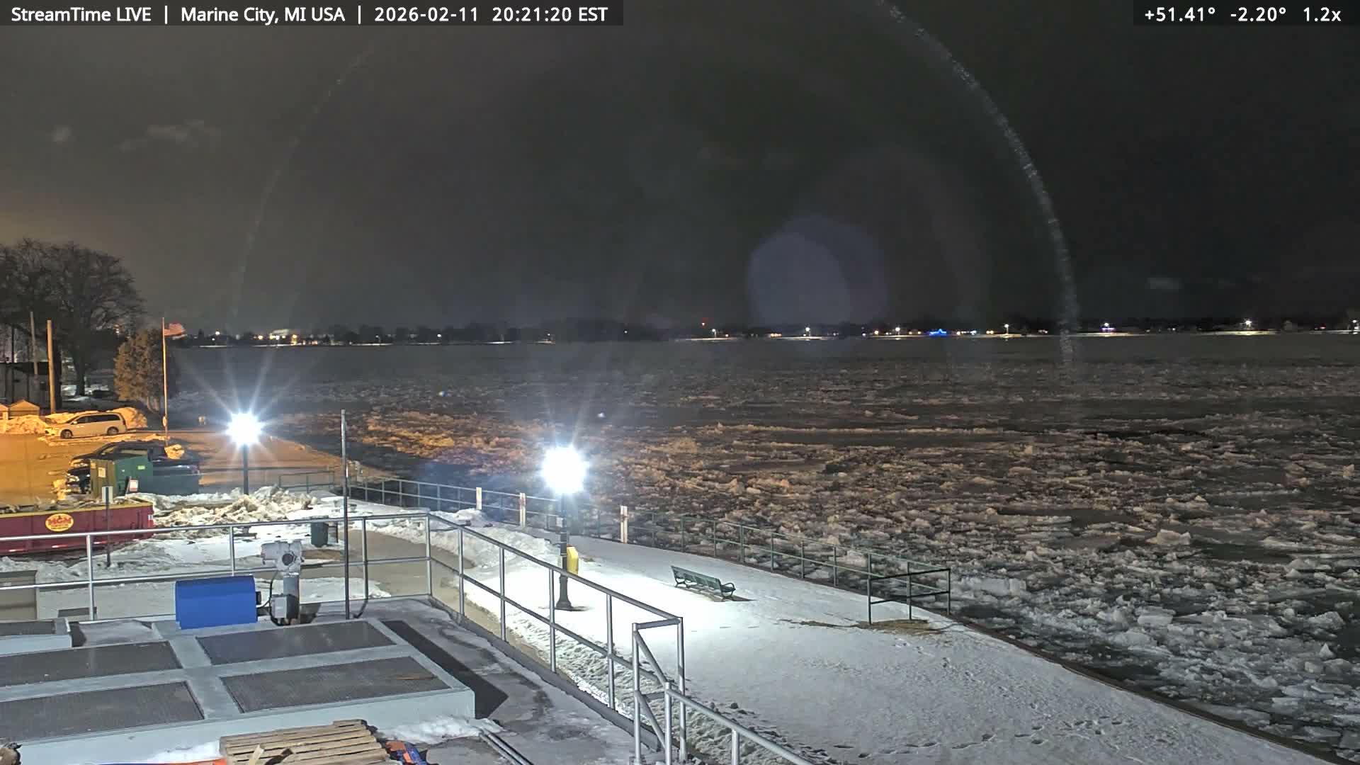 USA - Canada Border, Marine City Coast & St Clair River Live Cam - Marine City, St. Clair, Michigan, USA