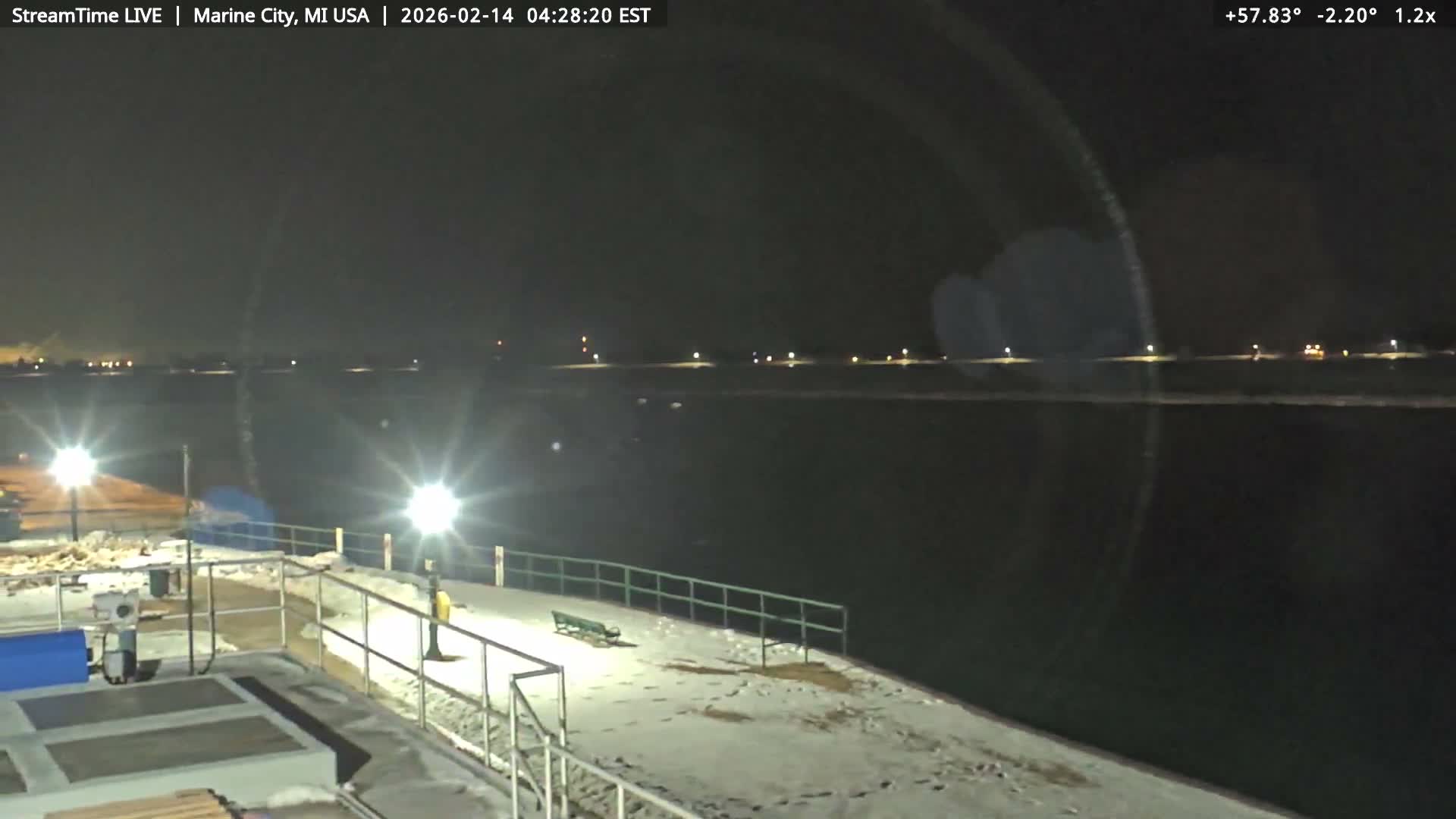 USA - Canada Border, Marine City Coast & St Clair River Live Cam - Marine City, St. Clair, Michigan, USA