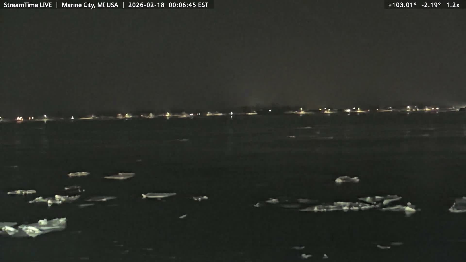 USA - Canada Border, Marine City Coast & St Clair River Live Cam - Marine City, St. Clair, Michigan, USA