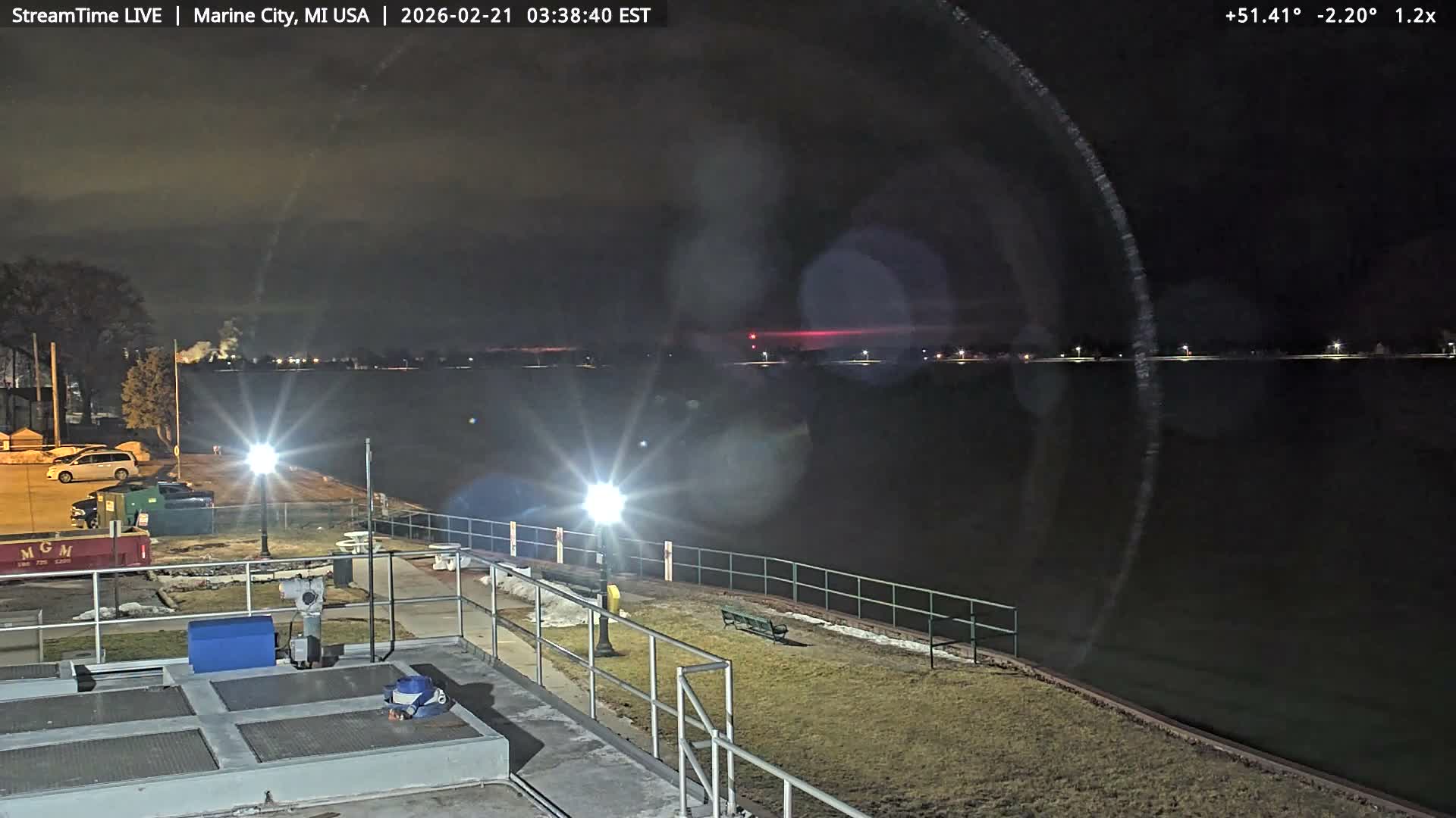 USA - Canada Border, Marine City Coast & St Clair River Live Cam - Marine City, St. Clair, Michigan, USA