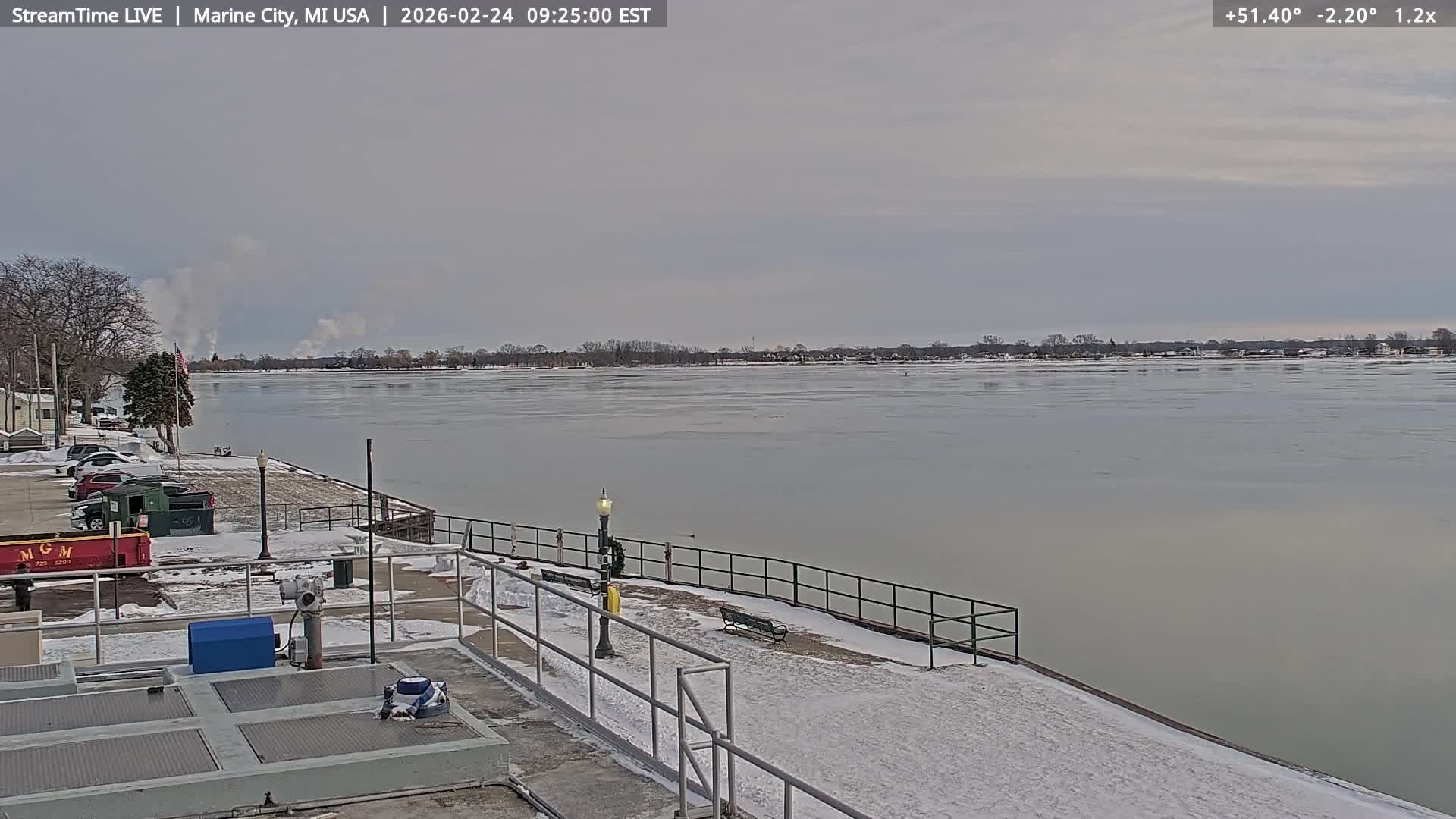 USA - Canada Border, Marine City Coast & St Clair River Live Cam - Marine City, St. Clair, Michigan, USA