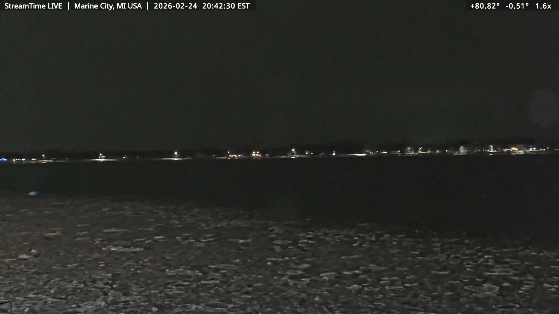 USA - Canada Border, Marine City Coast & St Clair River Live Cam - Marine City, St. Clair, Michigan, USA