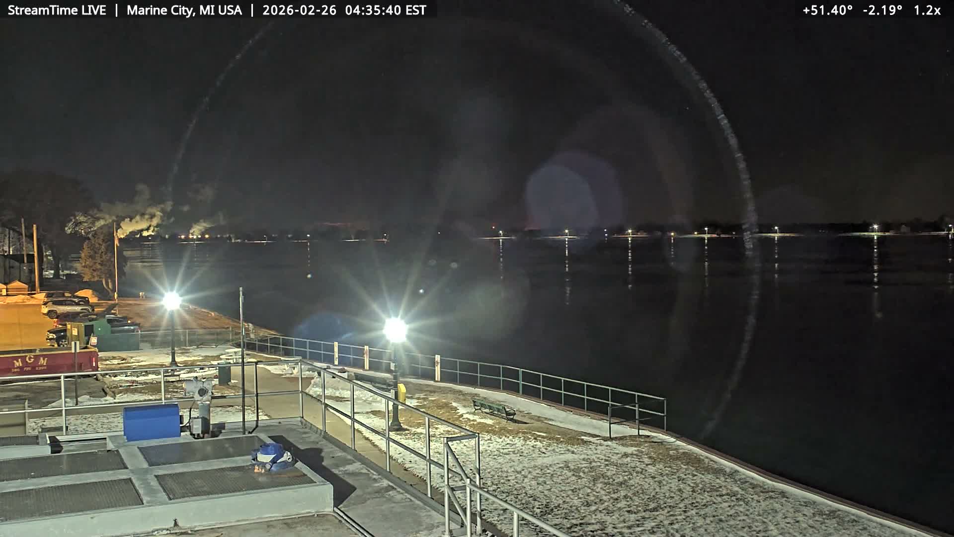 USA - Canada Border, Marine City Coast & St Clair River Live Cam - Marine City, St. Clair, Michigan, USA