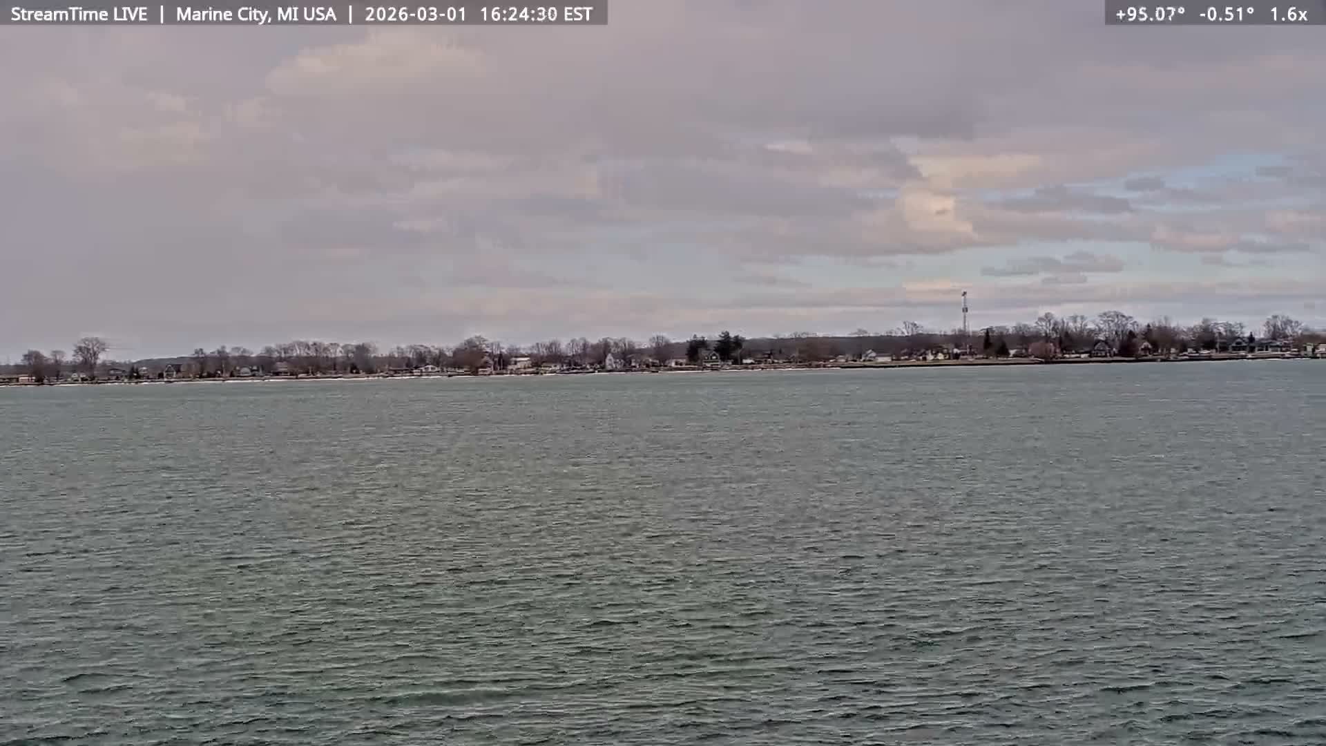 USA - Canada Border, Marine City Coast & St Clair River Live Cam - Marine City, St. Clair, Michigan, USA