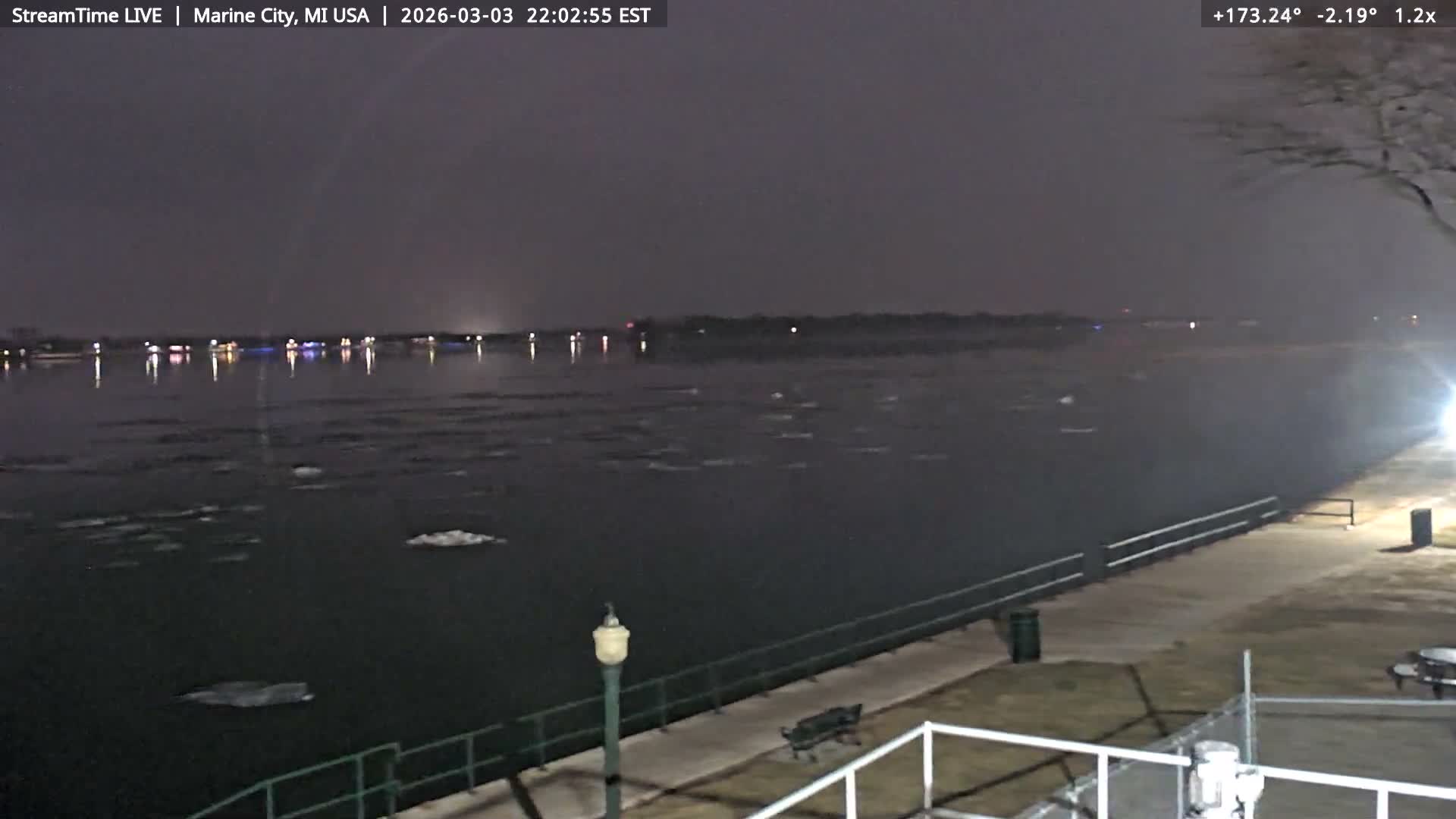 USA - Canada Border, Marine City Coast & St Clair River Live Cam - Marine City, St. Clair, Michigan, USA