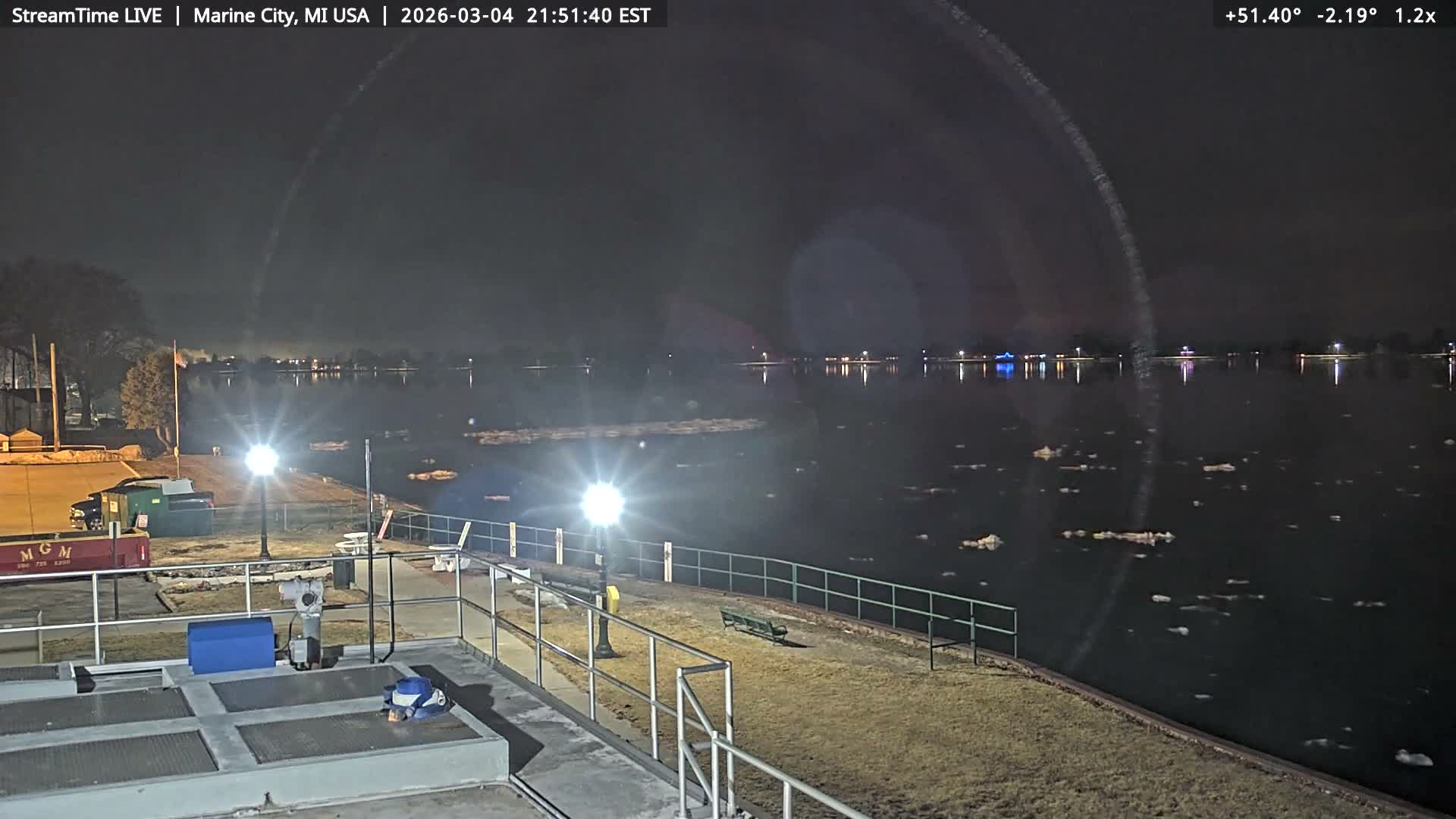 USA - Canada Border, Marine City Coast & St Clair River Live Cam - Marine City, St. Clair, Michigan, USA