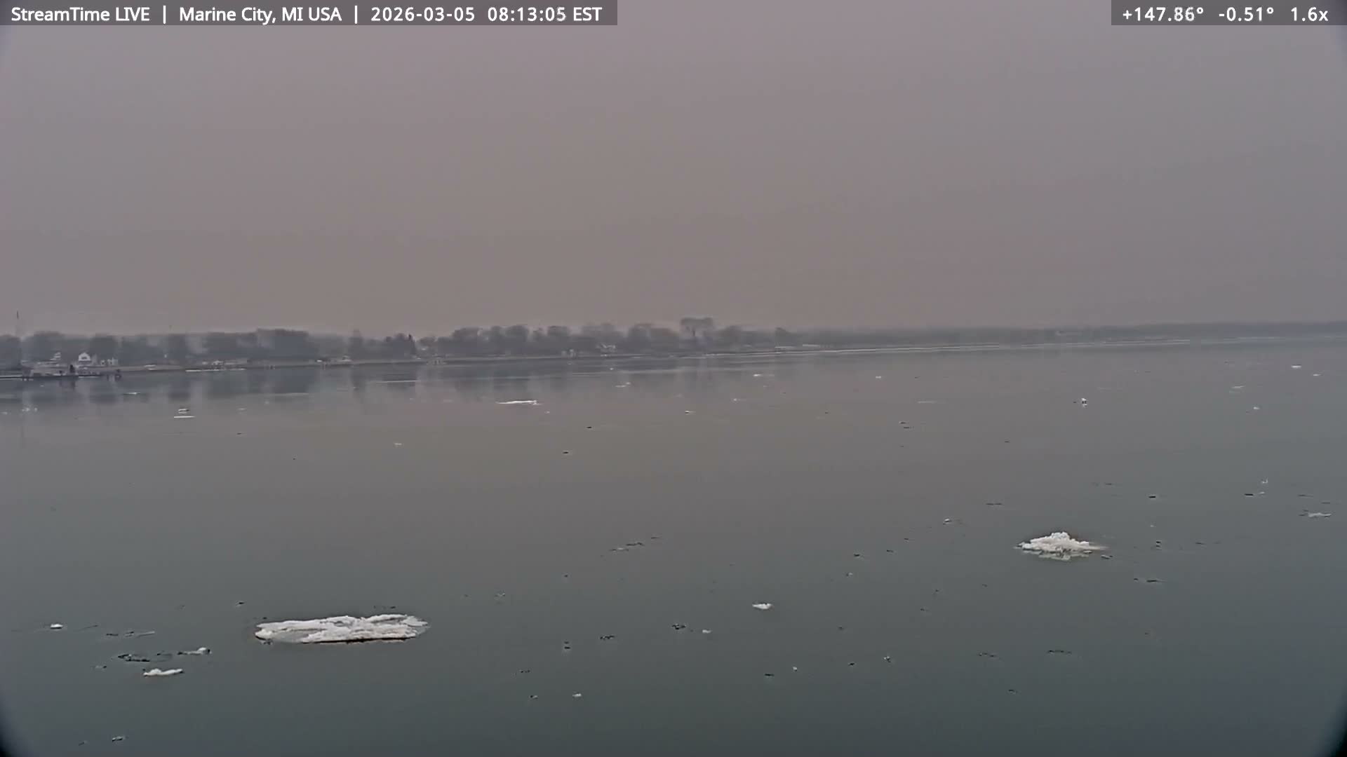 USA - Canada Border, Marine City Coast & St Clair River Live Cam - Marine City, St. Clair, Michigan, USA