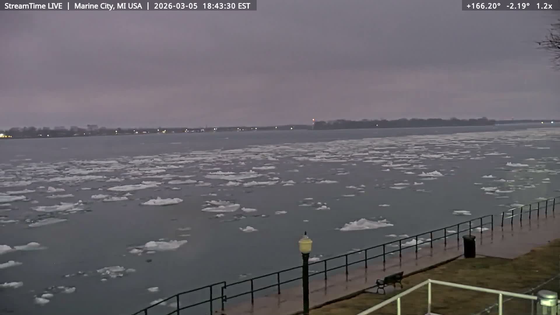 USA - Canada Border, Marine City Coast & St Clair River Live Cam - Marine City, St. Clair, Michigan, USA