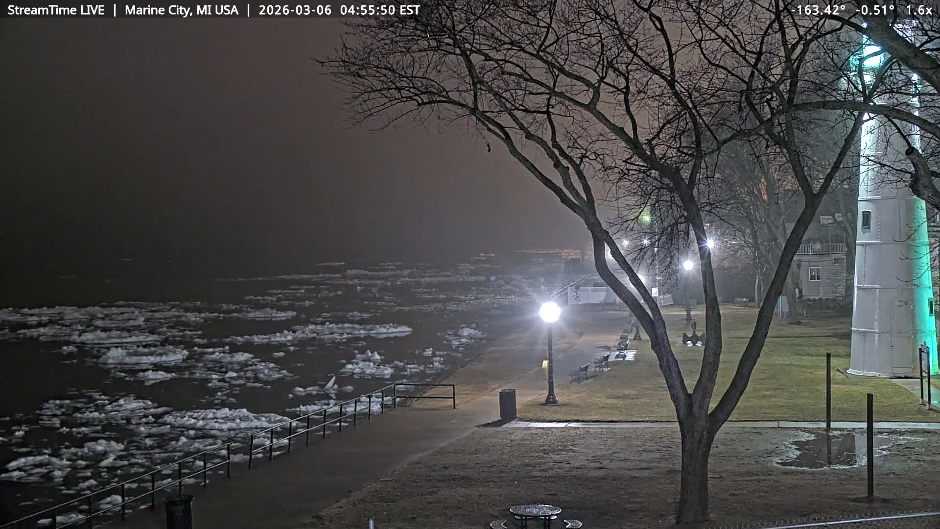 USA - Canada Border, Marine City Coast & St Clair River Live Cam - Marine City, St. Clair, Michigan, USA