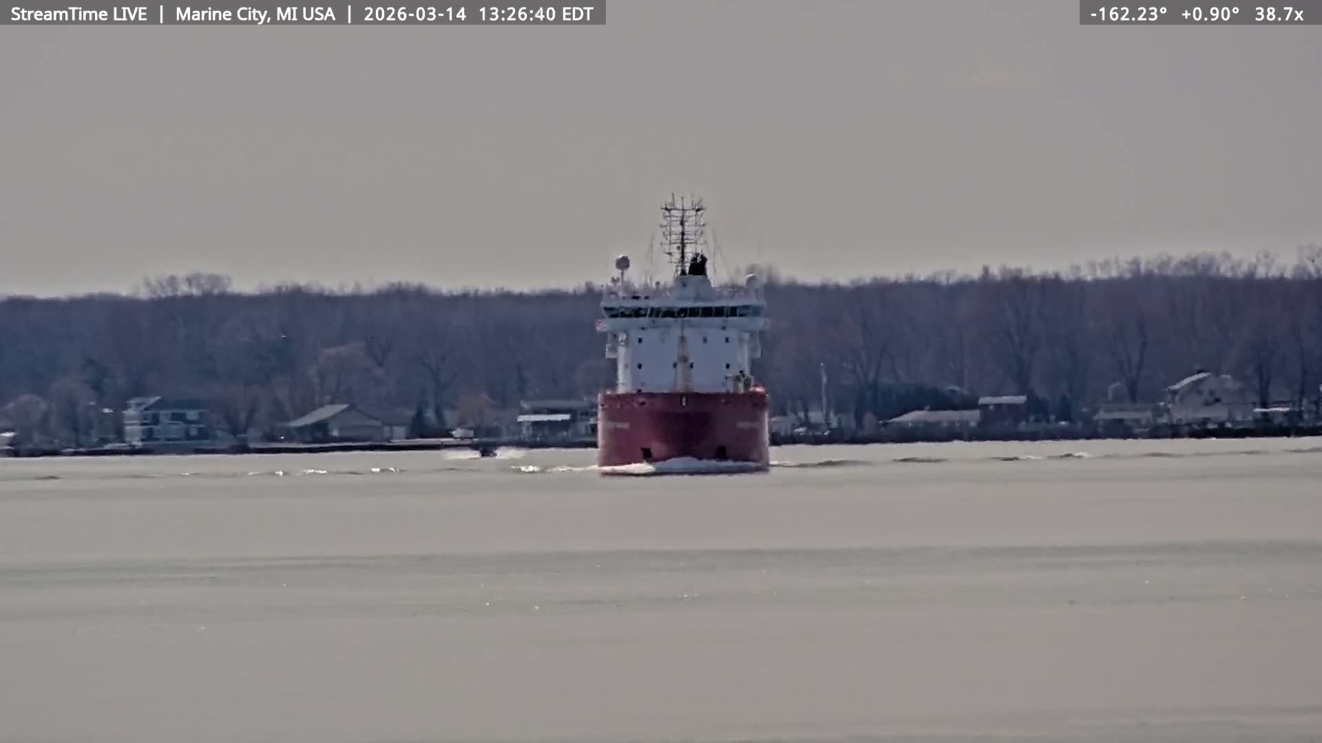 USA - Canada Border, Marine City Coast & St Clair River Live Cam - Marine City, St. Clair, Michigan, USA