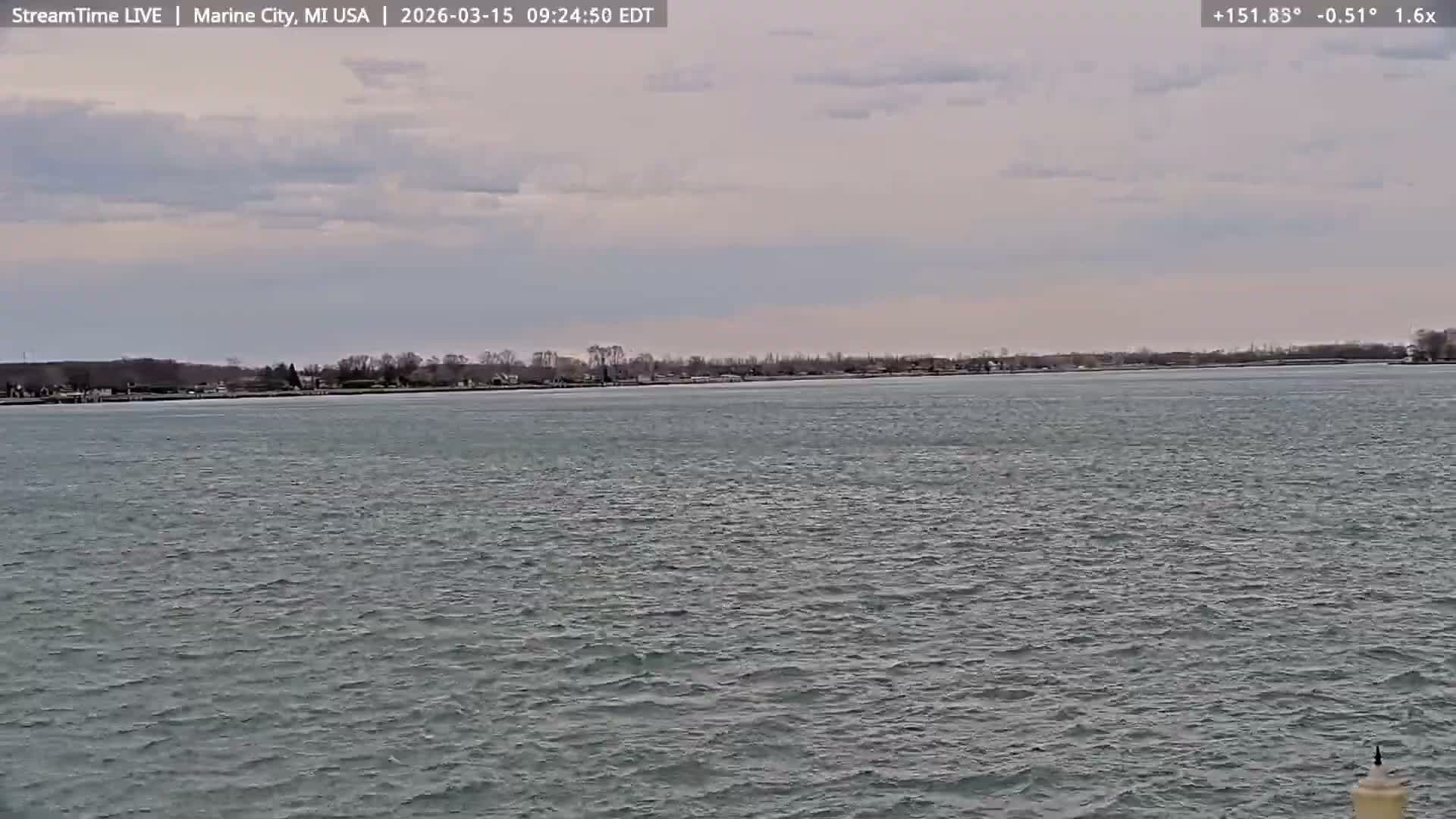USA - Canada Border, Marine City Coast & St Clair River Live Cam - Marine City, St. Clair, Michigan, USA