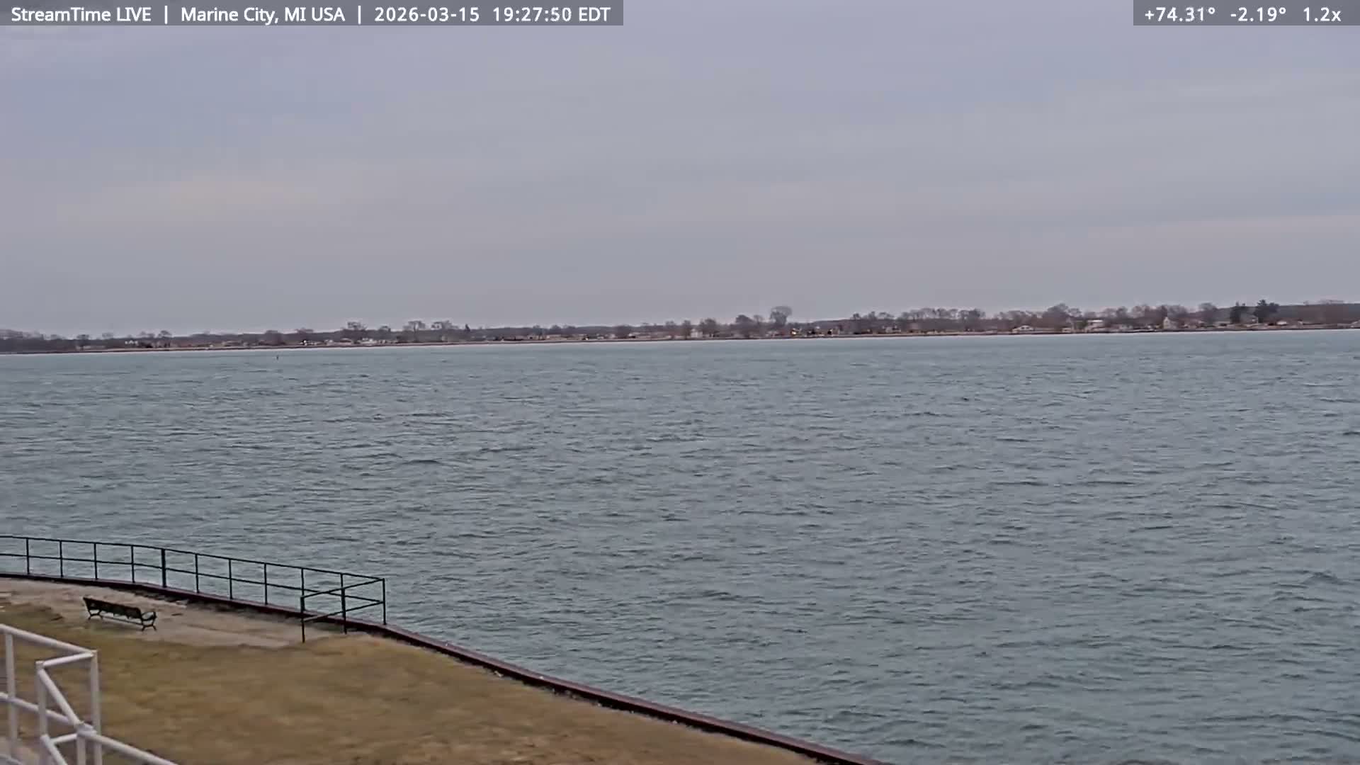 USA - Canada Border, Marine City Coast & St Clair River Live Cam - Marine City, St. Clair, Michigan, USA
