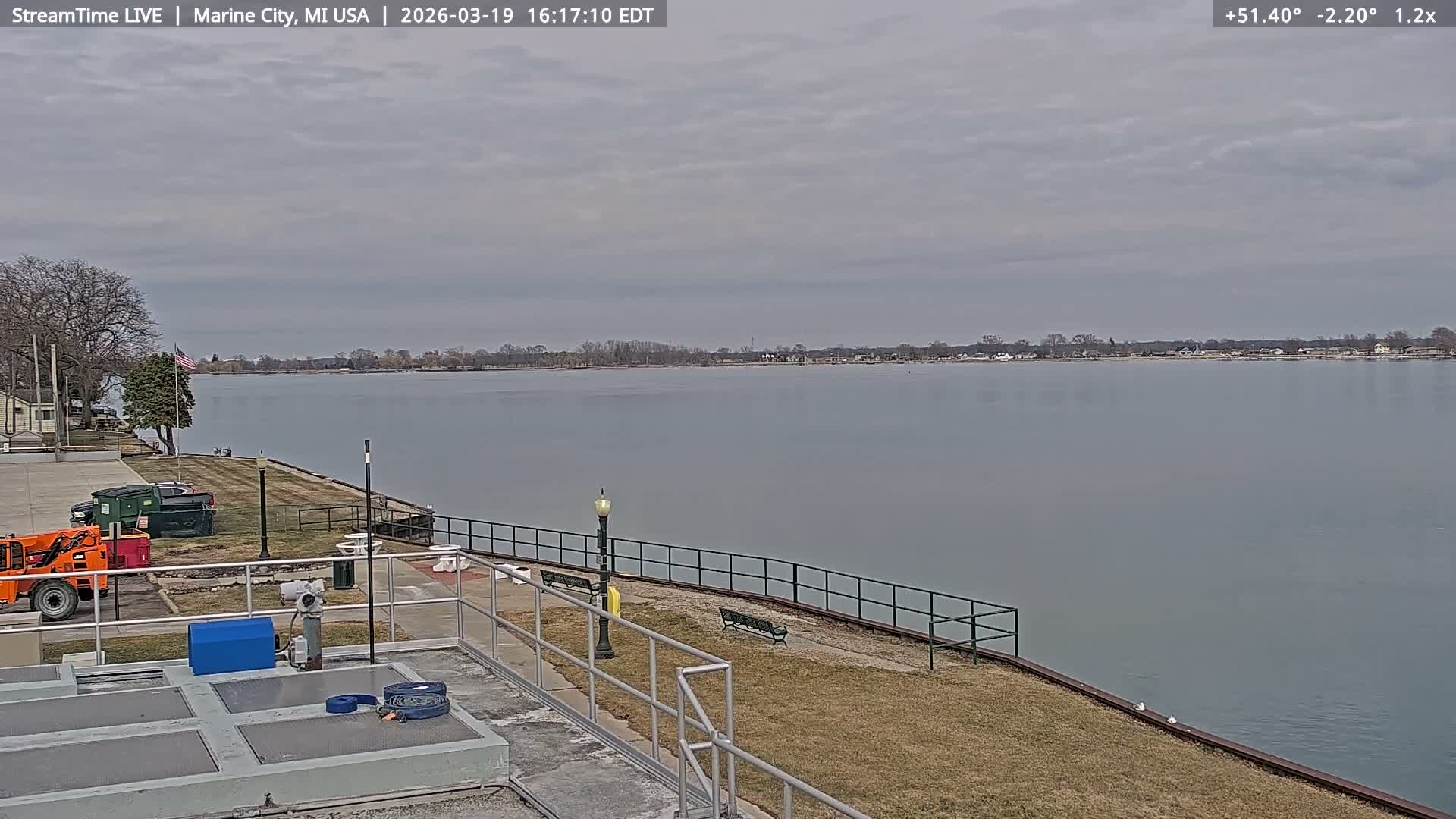 USA - Canada Border, Marine City Coast & St Clair River Live Cam - Marine City, St. Clair, Michigan, USA