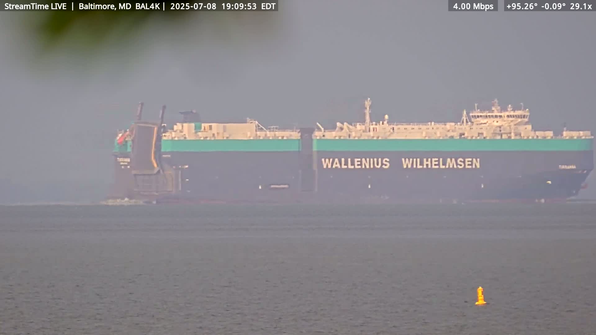 Port of Baltimore, Francis Scott Key Bridge, & Dundalk Marine Terminal & Patapsco River View from Fort Smallwood Park Live Cam - Pasadena, Anne Arundel, Maryland, USA