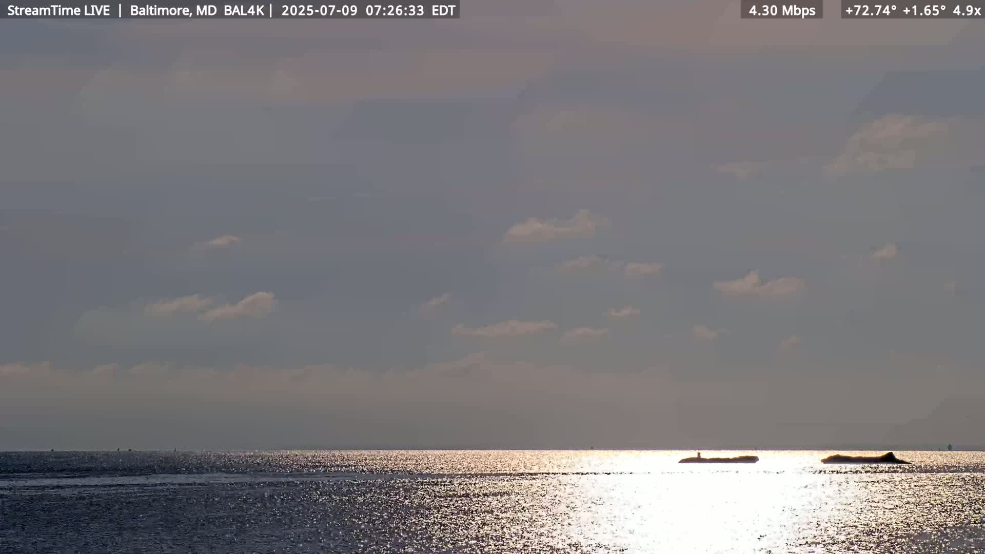 Port of Baltimore, Francis Scott Key Bridge, & Dundalk Marine Terminal & Patapsco River View from Fort Smallwood Park Live Cam - Pasadena, Anne Arundel, Maryland, USA