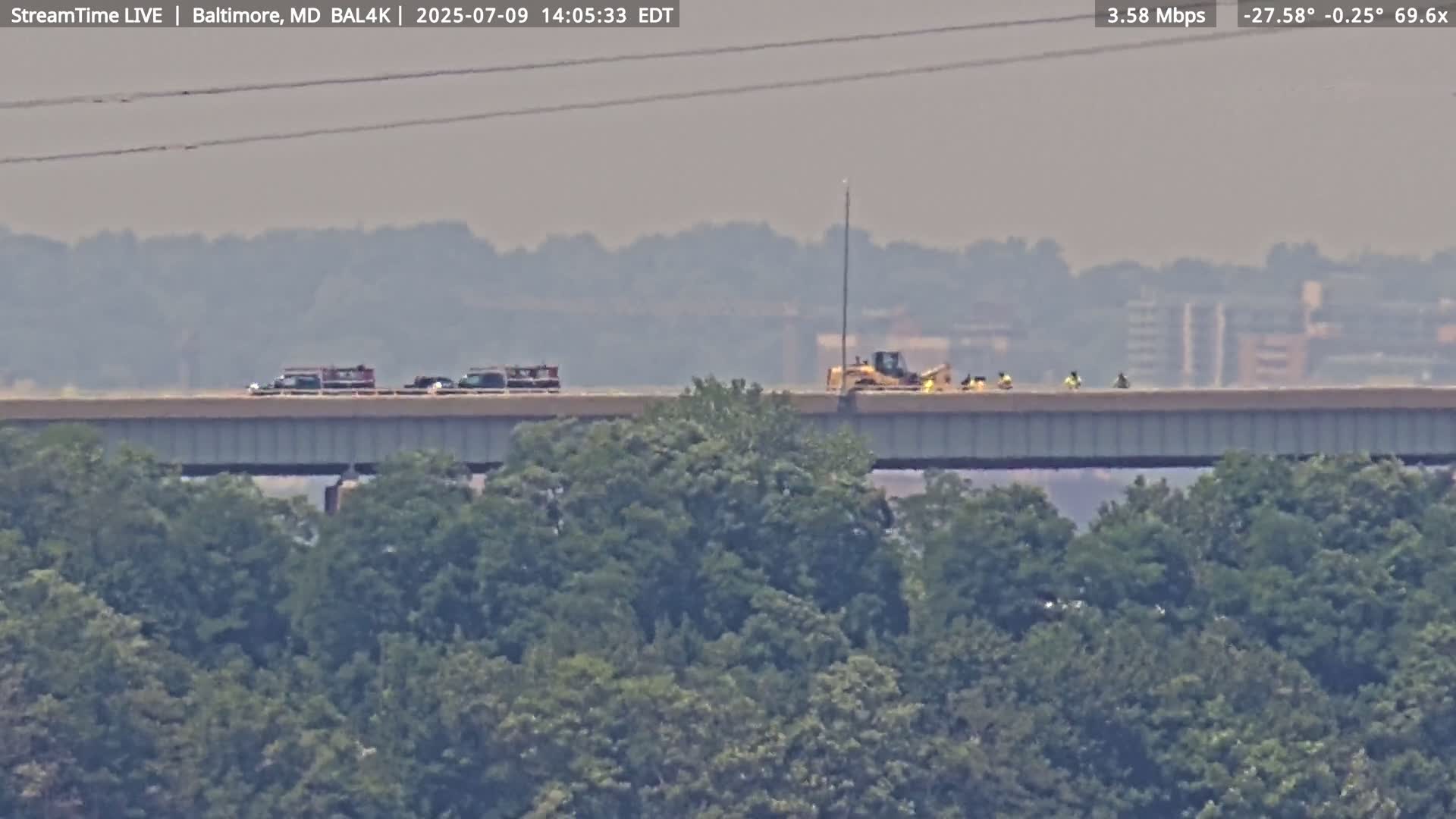 Port of Baltimore, Francis Scott Key Bridge, & Dundalk Marine Terminal & Patapsco River View from Fort Smallwood Park Live Cam - Pasadena, Anne Arundel, Maryland, USA