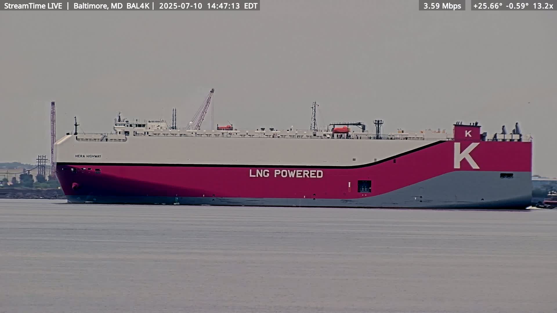 Port of Baltimore, Francis Scott Key Bridge, & Dundalk Marine Terminal & Patapsco River View from Fort Smallwood Park Live Cam - Pasadena, Anne Arundel, Maryland, USA
