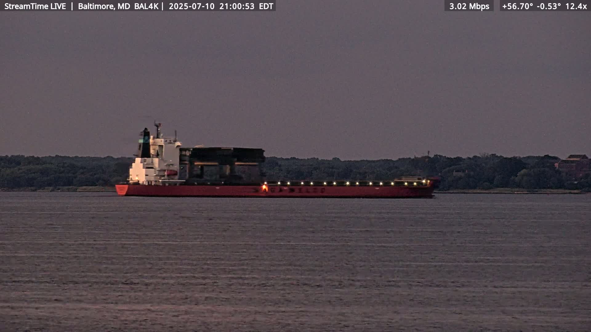 Port of Baltimore, Francis Scott Key Bridge, & Dundalk Marine Terminal & Patapsco River View from Fort Smallwood Park Live Cam - Pasadena, Anne Arundel, Maryland, USA