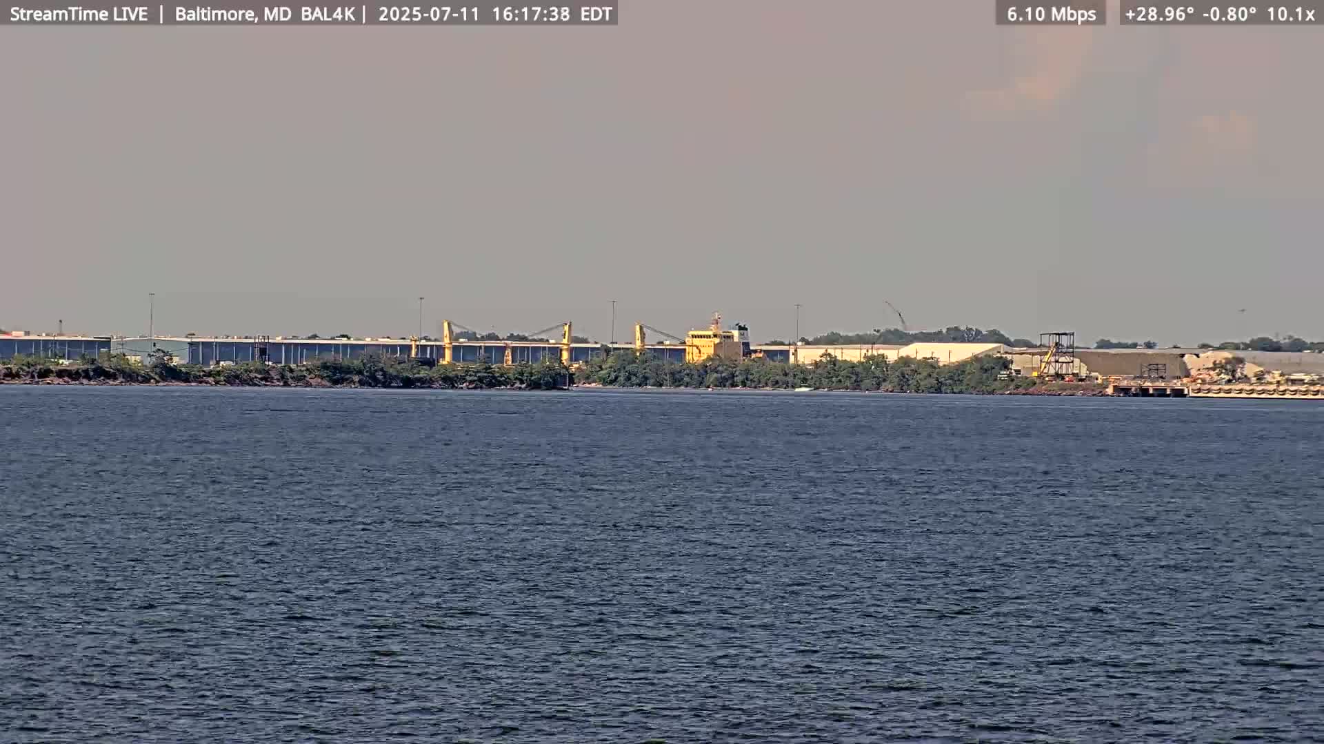Port of Baltimore, Francis Scott Key Bridge, & Dundalk Marine Terminal & Patapsco River View from Fort Smallwood Park Live Cam - Pasadena, Anne Arundel, Maryland, USA