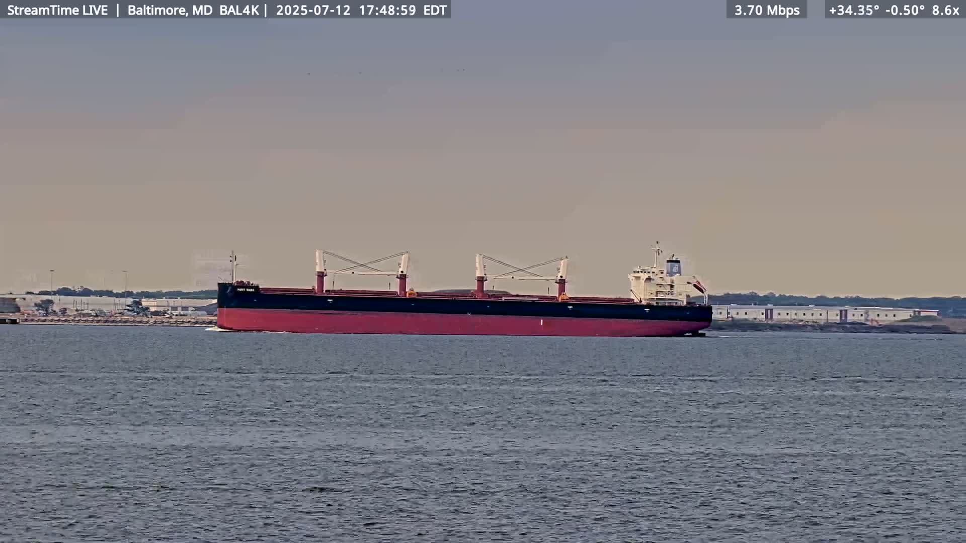 Port of Baltimore, Francis Scott Key Bridge, & Dundalk Marine Terminal & Patapsco River View from Fort Smallwood Park Live Cam - Pasadena, Anne Arundel, Maryland, USA