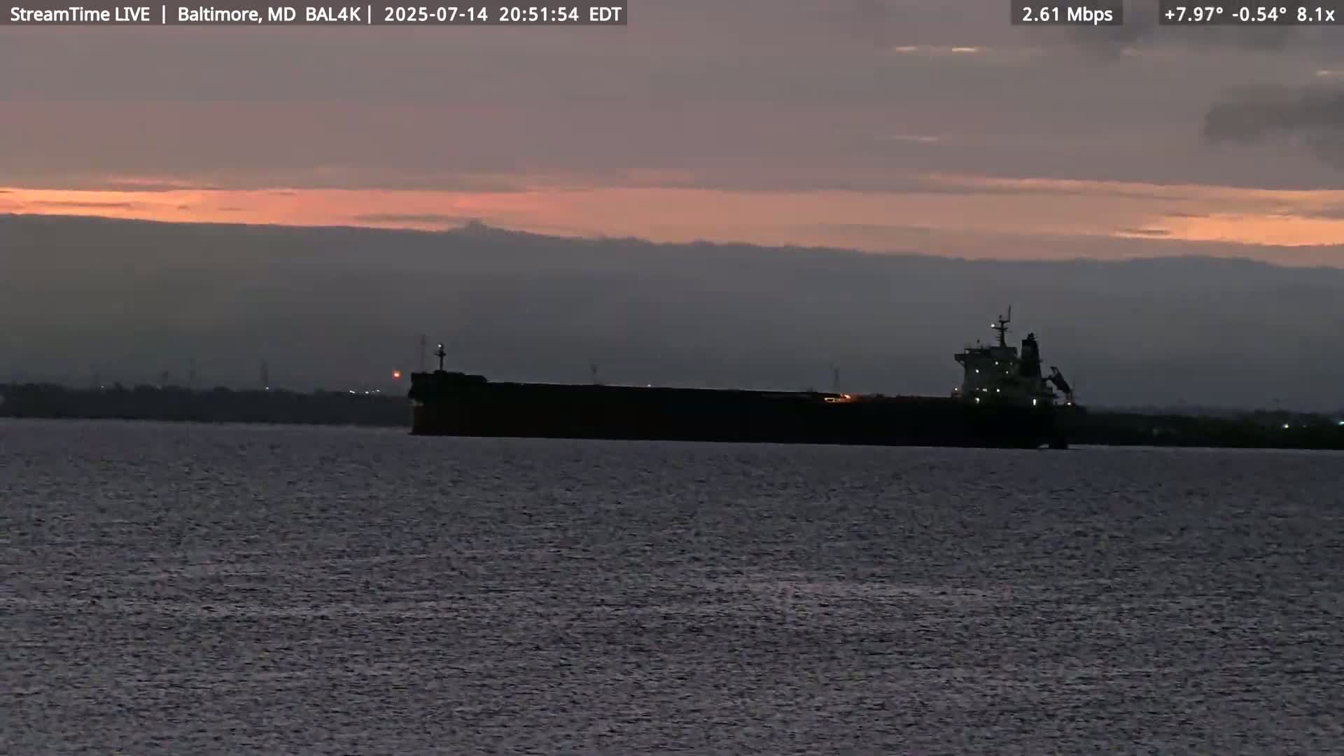 Port of Baltimore, Francis Scott Key Bridge, & Dundalk Marine Terminal & Patapsco River View from Fort Smallwood Park Live Cam - Pasadena, Anne Arundel, Maryland, USA