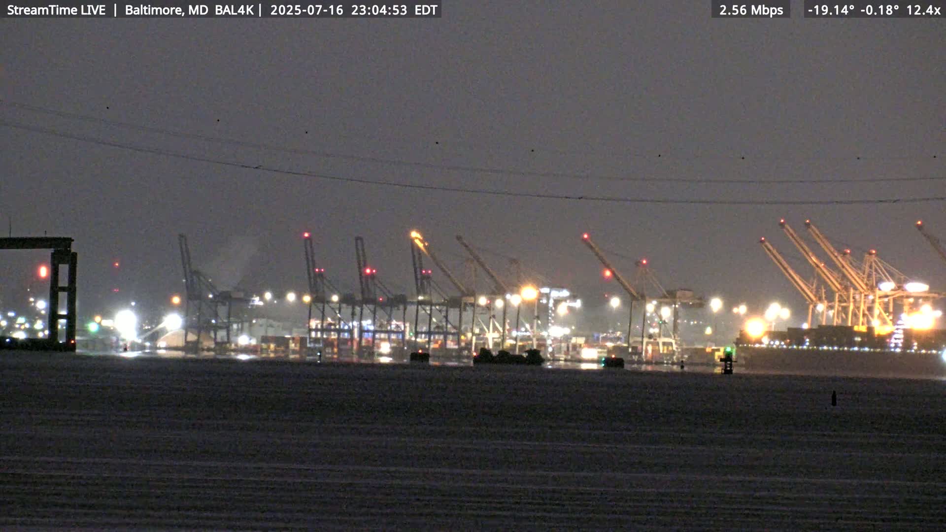 Port of Baltimore, Francis Scott Key Bridge, & Dundalk Marine Terminal & Patapsco River View from Fort Smallwood Park Live Cam - Pasadena, Anne Arundel, Maryland, USA