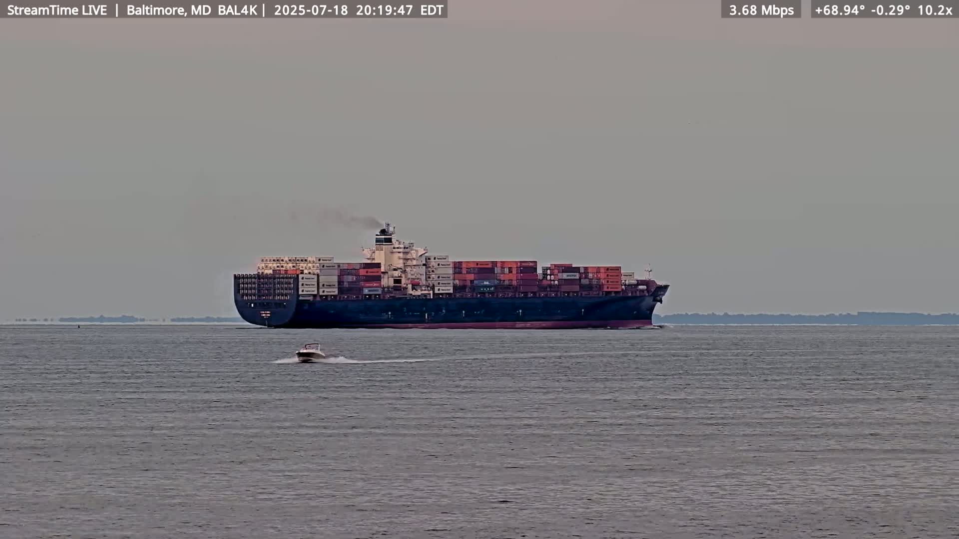 Port of Baltimore, Francis Scott Key Bridge, & Dundalk Marine Terminal & Patapsco River View from Fort Smallwood Park Live Cam - Pasadena, Anne Arundel, Maryland, USA