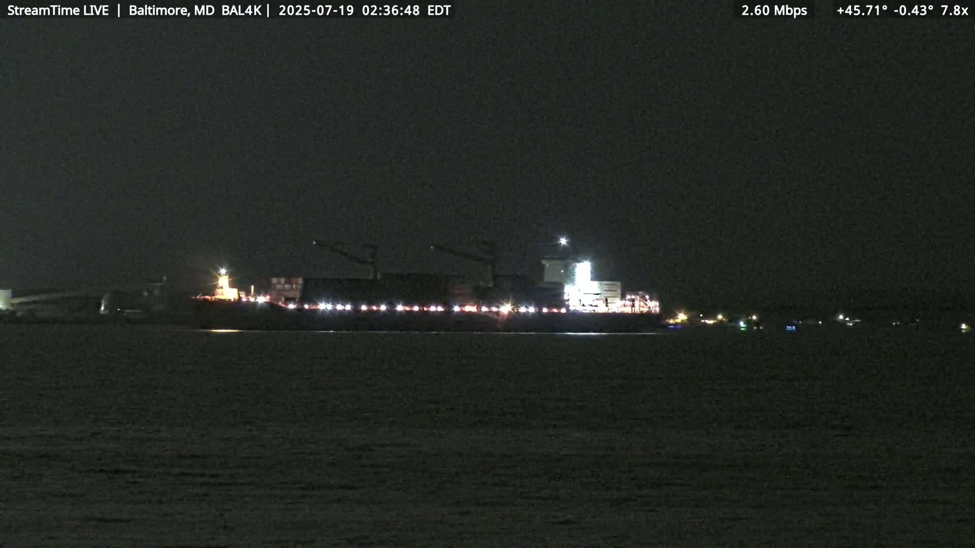 Port of Baltimore, Francis Scott Key Bridge, & Dundalk Marine Terminal & Patapsco River View from Fort Smallwood Park Live Cam - Pasadena, Anne Arundel, Maryland, USA