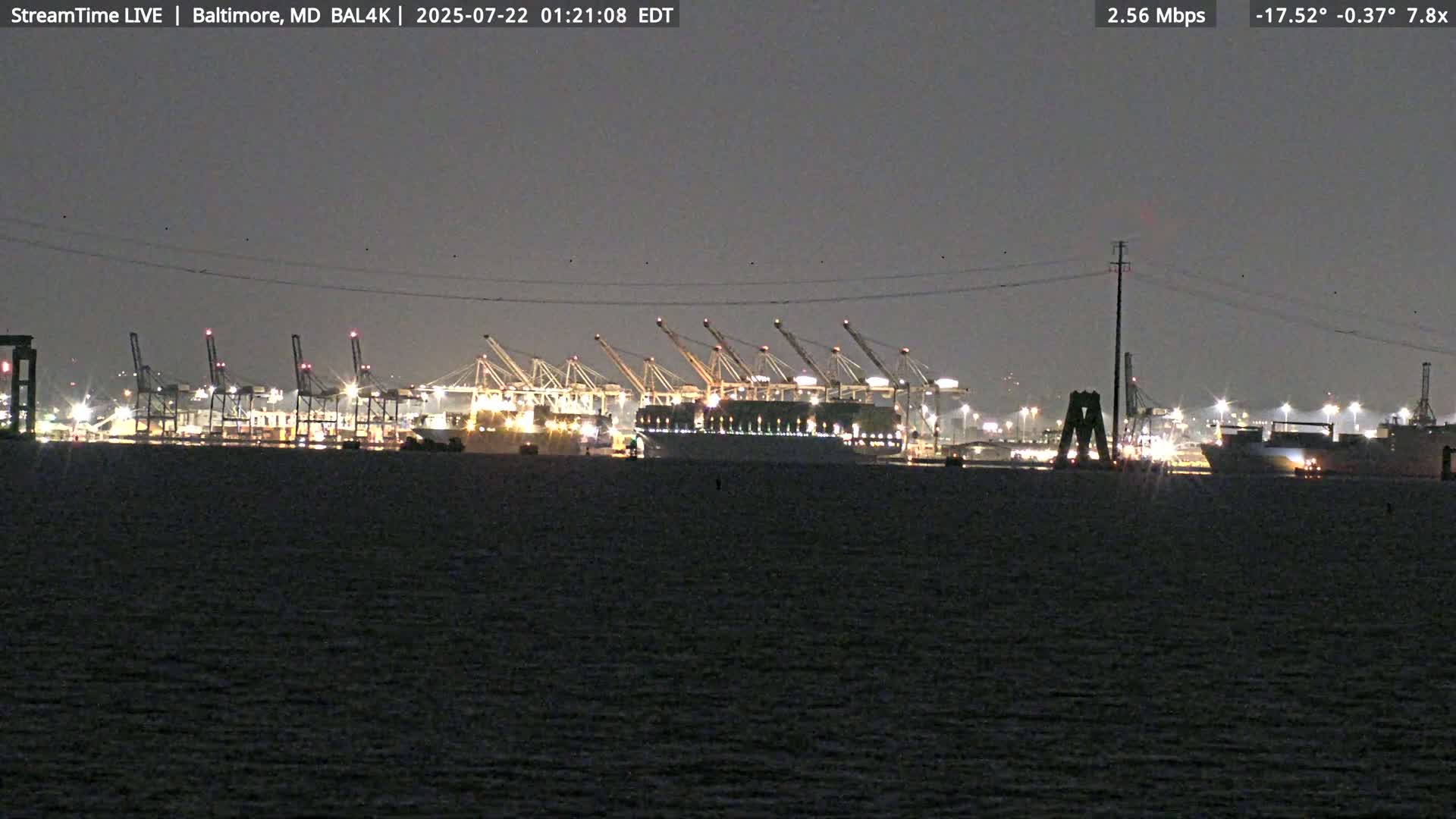 Port of Baltimore, Francis Scott Key Bridge, & Dundalk Marine Terminal & Patapsco River View from Fort Smallwood Park Live Cam - Pasadena, Anne Arundel, Maryland, USA