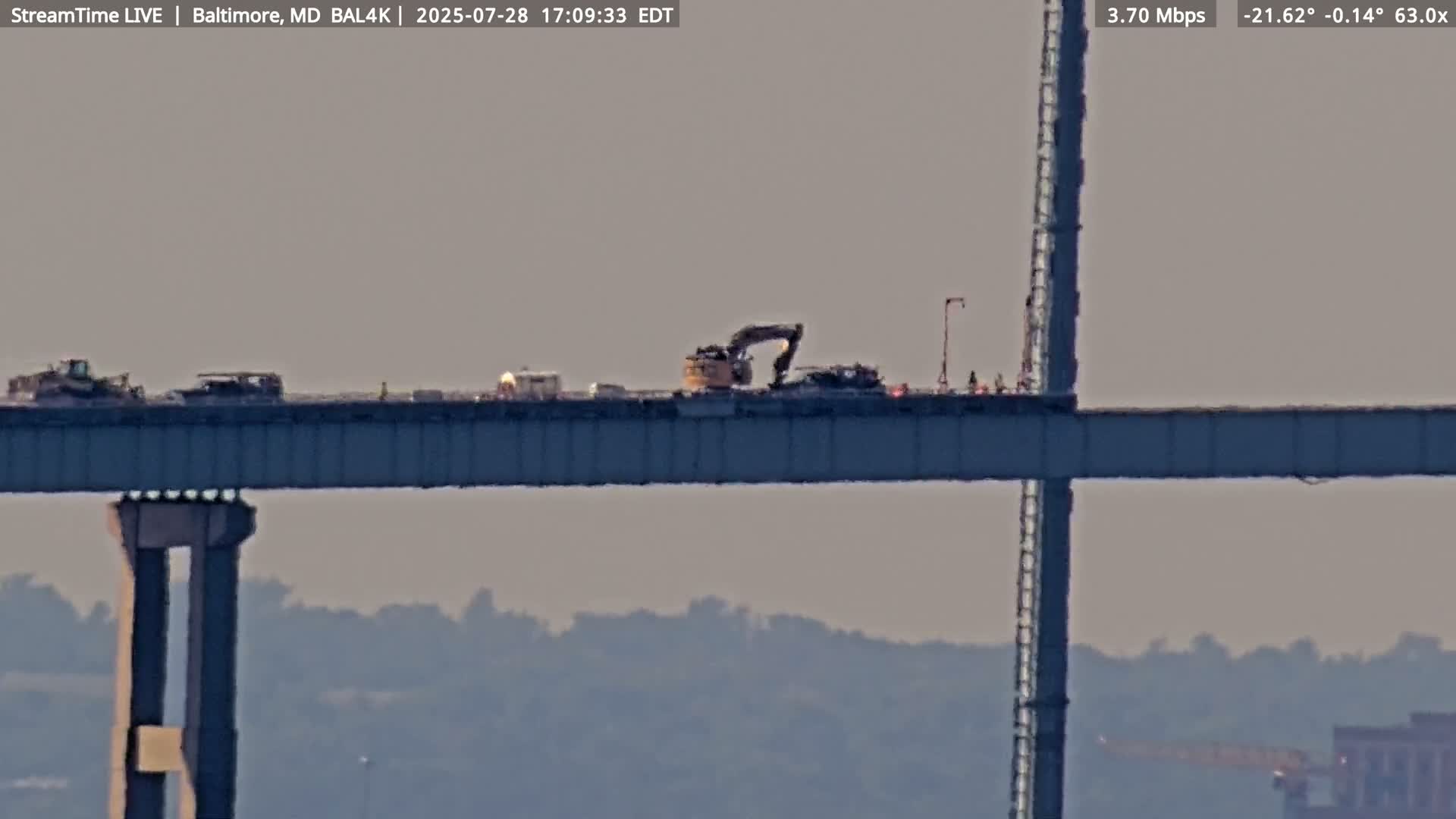 Port of Baltimore, Francis Scott Key Bridge, & Dundalk Marine Terminal & Patapsco River View from Fort Smallwood Park Live Cam - Pasadena, Anne Arundel, Maryland, USA