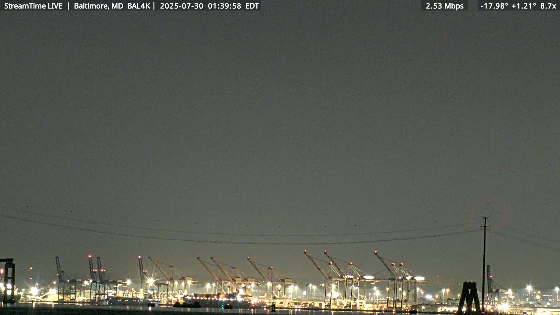 Port of Baltimore, Francis Scott Key Bridge, & Dundalk Marine Terminal & Patapsco River View from Fort Smallwood Park Live Cam - Pasadena, Anne Arundel, Maryland, USA