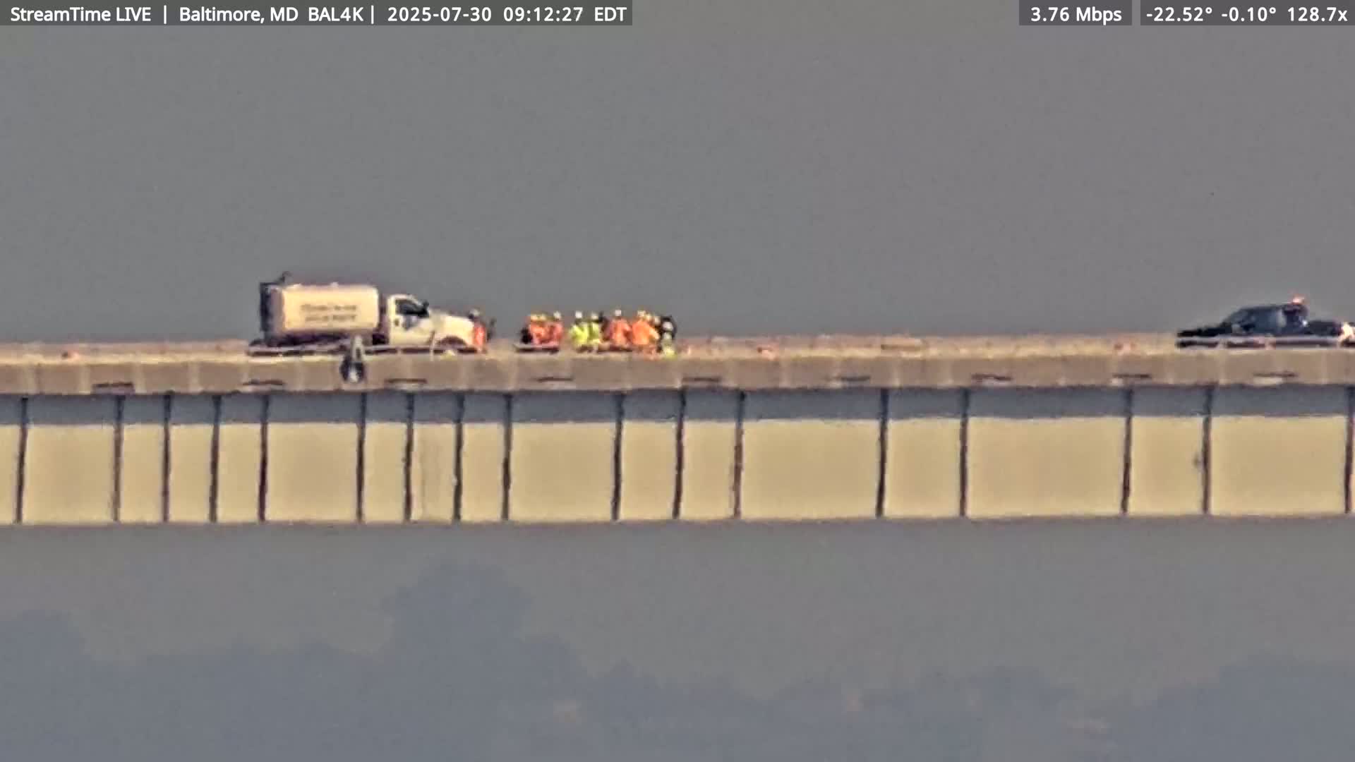 Port of Baltimore, Francis Scott Key Bridge, & Dundalk Marine Terminal & Patapsco River View from Fort Smallwood Park Live Cam - Pasadena, Anne Arundel, Maryland, USA