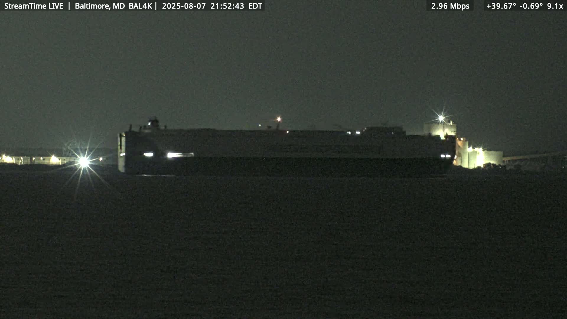 Port of Baltimore, Francis Scott Key Bridge, & Dundalk Marine Terminal & Patapsco River View from Fort Smallwood Park Live Cam - Pasadena, Anne Arundel, Maryland, USA