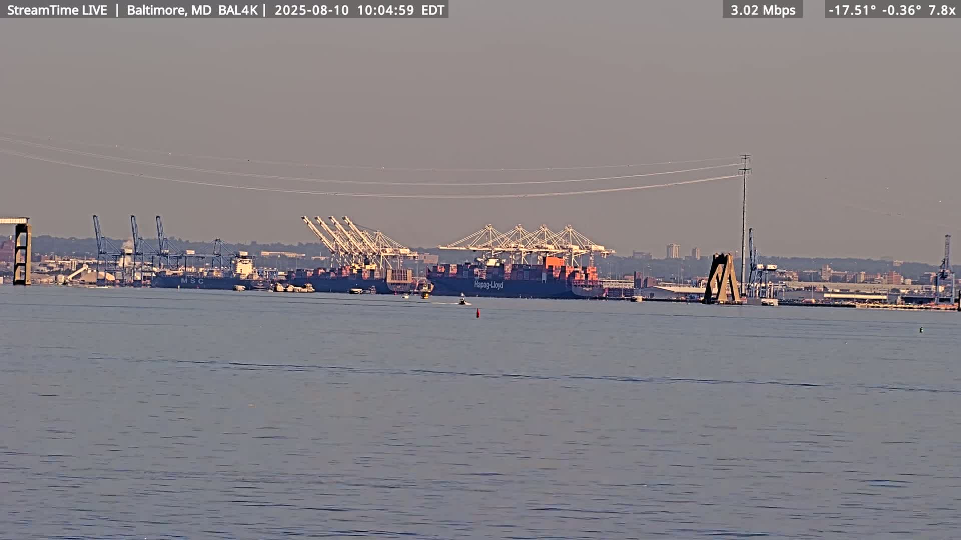 Port of Baltimore, Francis Scott Key Bridge, & Dundalk Marine Terminal & Patapsco River View from Fort Smallwood Park Live Cam - Pasadena, Anne Arundel, Maryland, USA