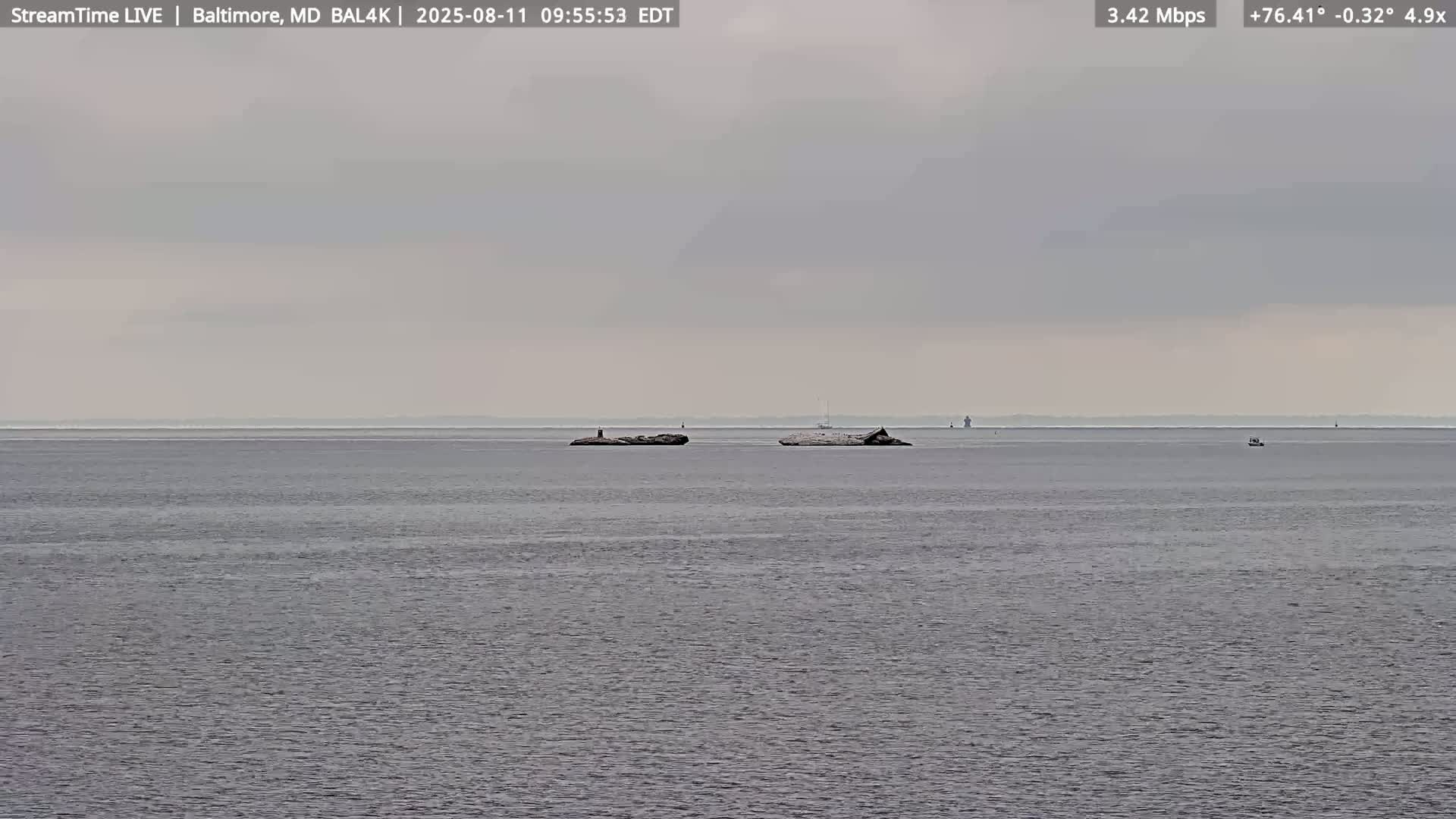 Port of Baltimore, Francis Scott Key Bridge, & Dundalk Marine Terminal & Patapsco River View from Fort Smallwood Park Live Cam - Pasadena, Anne Arundel, Maryland, USA