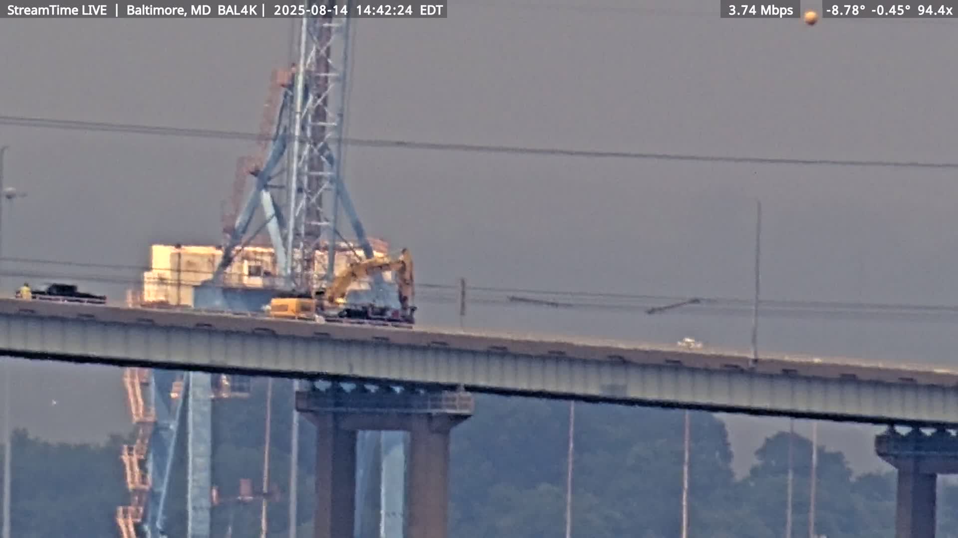 Port of Baltimore, Francis Scott Key Bridge, & Dundalk Marine Terminal & Patapsco River View from Fort Smallwood Park Live Cam - Pasadena, Anne Arundel, Maryland, USA
