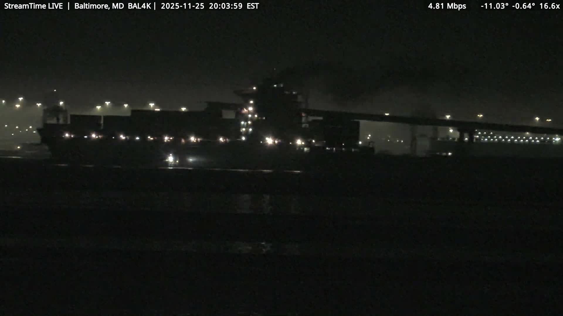 Port of Baltimore, Francis Scott Key Bridge, & Dundalk Marine Terminal & Patapsco River View from Fort Smallwood Park Live Cam - Pasadena, Anne Arundel, Maryland, USA