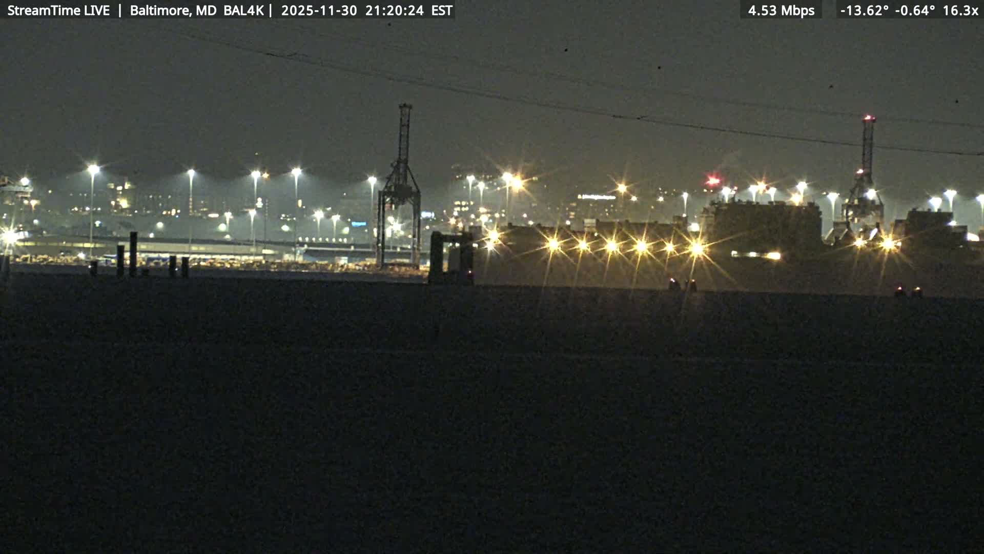 Port of Baltimore, Francis Scott Key Bridge, & Dundalk Marine Terminal & Patapsco River View from Fort Smallwood Park Live Cam - Pasadena, Anne Arundel, Maryland, USA