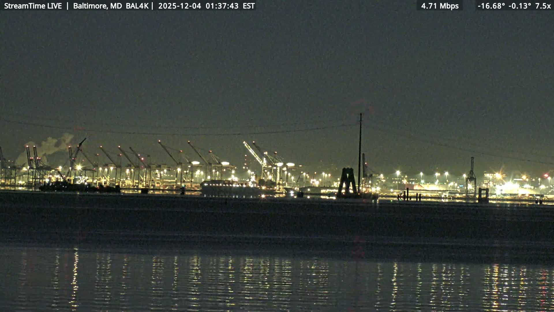 Port of Baltimore, Francis Scott Key Bridge, & Dundalk Marine Terminal & Patapsco River View from Fort Smallwood Park Live Cam - Pasadena, Anne Arundel, Maryland, USA