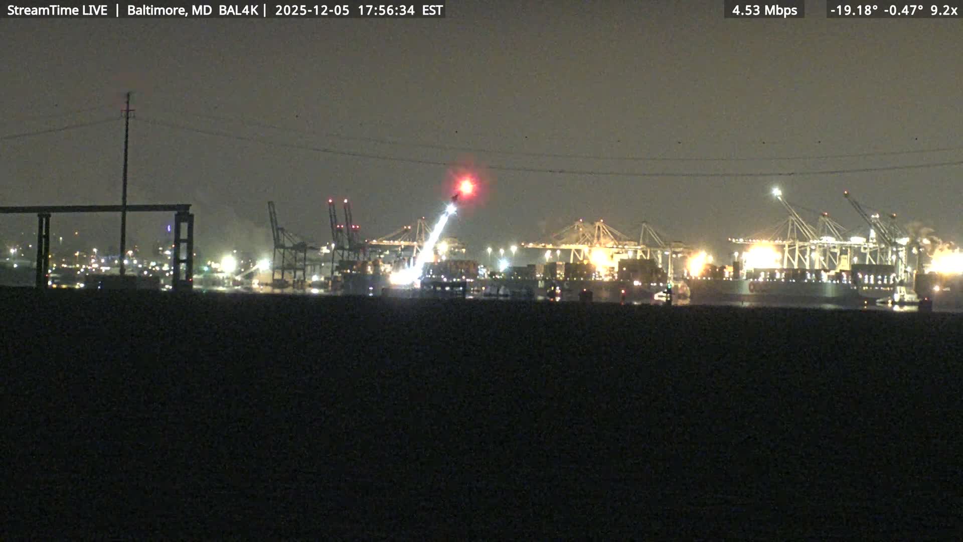 Port of Baltimore, Francis Scott Key Bridge, & Dundalk Marine Terminal & Patapsco River View from Fort Smallwood Park Live Cam - Pasadena, Anne Arundel, Maryland, USA