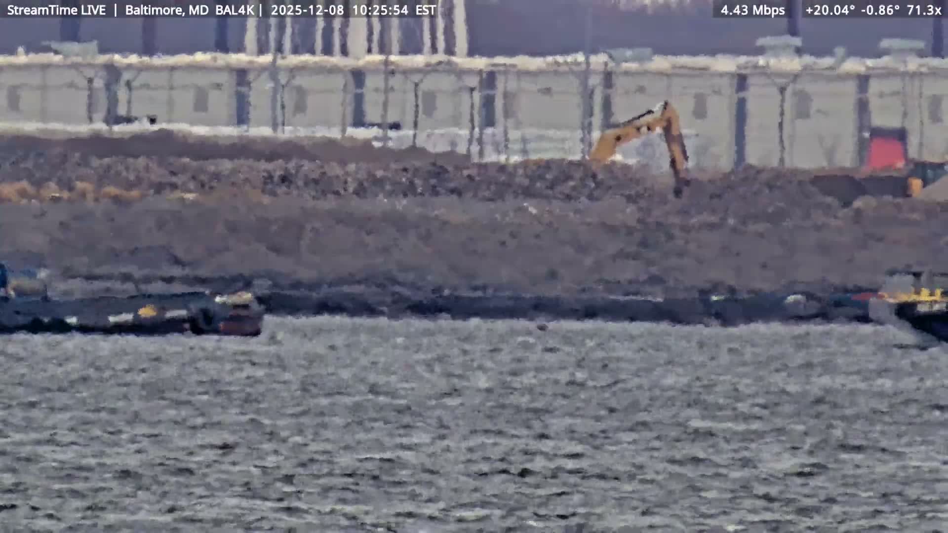 Port of Baltimore, Francis Scott Key Bridge, & Dundalk Marine Terminal & Patapsco River View from Fort Smallwood Park Live Cam - Pasadena, Anne Arundel, Maryland, USA