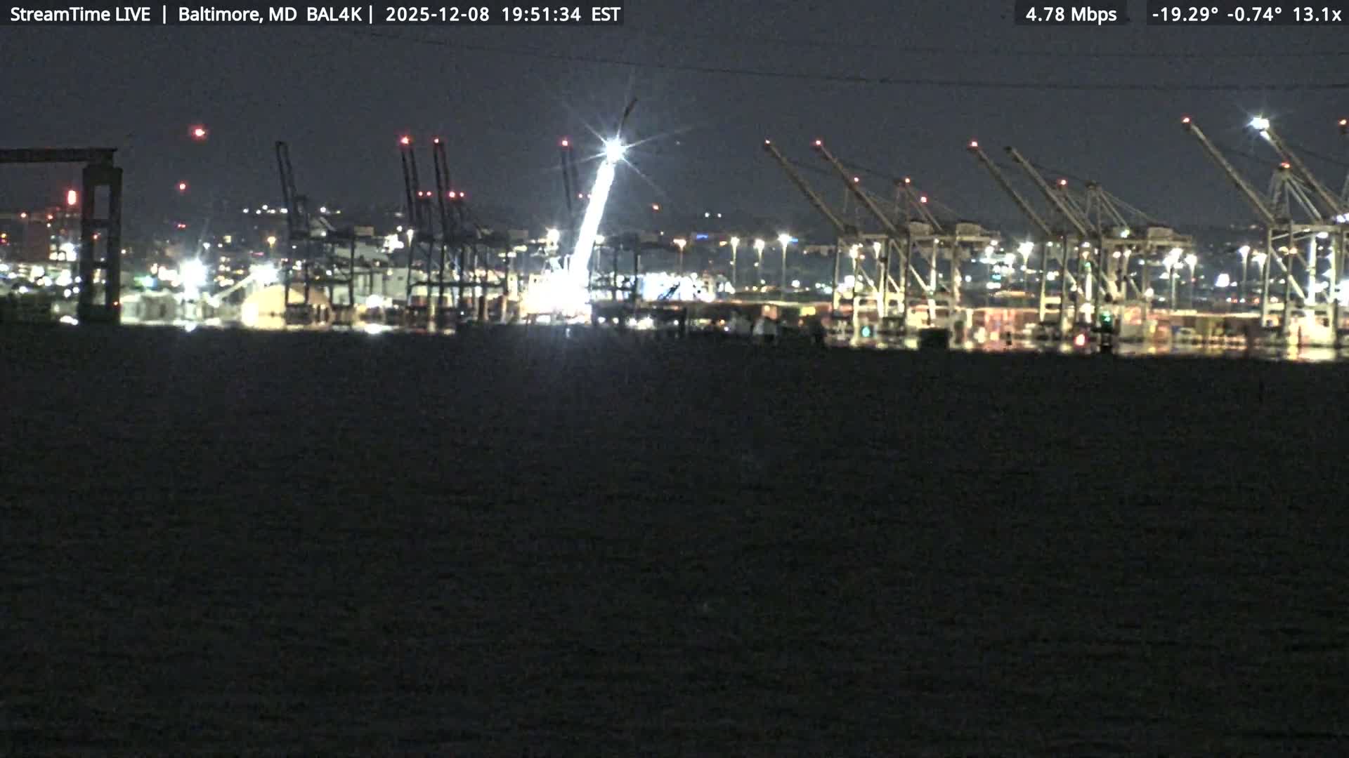 Port of Baltimore, Francis Scott Key Bridge, & Dundalk Marine Terminal & Patapsco River View from Fort Smallwood Park Live Cam - Pasadena, Anne Arundel, Maryland, USA
