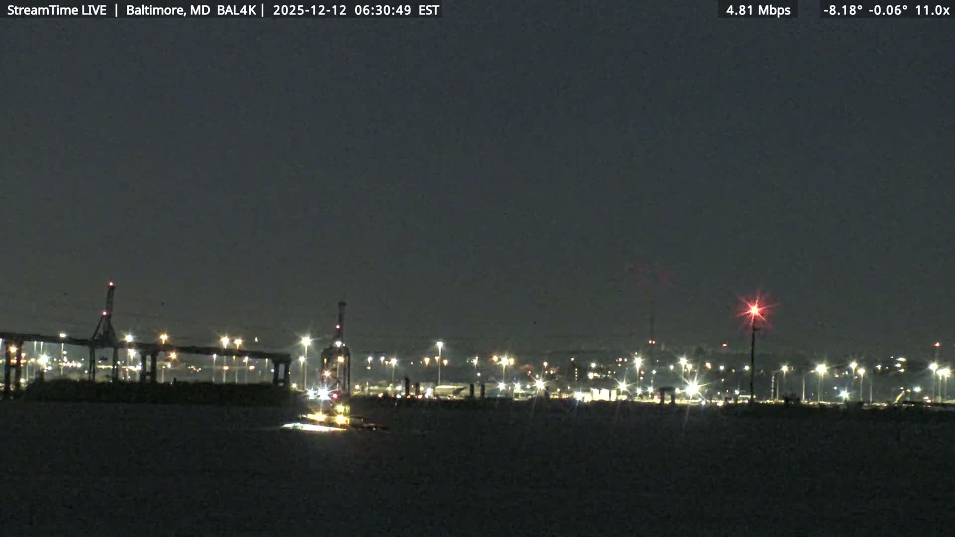 Port of Baltimore, Francis Scott Key Bridge, & Dundalk Marine Terminal & Patapsco River View from Fort Smallwood Park Live Cam - Pasadena, Anne Arundel, Maryland, USA