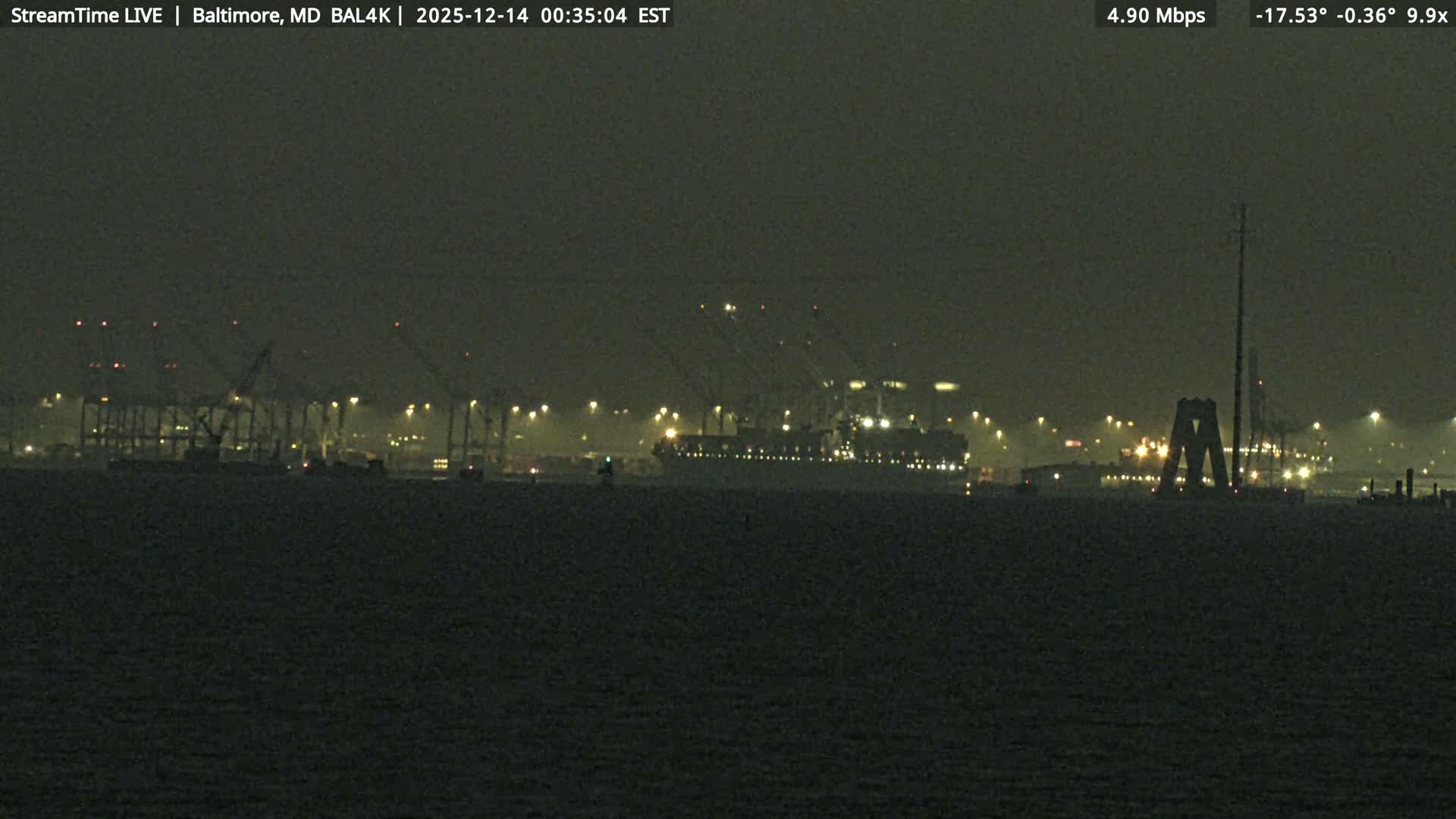Port of Baltimore, Francis Scott Key Bridge, & Dundalk Marine Terminal & Patapsco River View from Fort Smallwood Park Live Cam - Pasadena, Anne Arundel, Maryland, USA