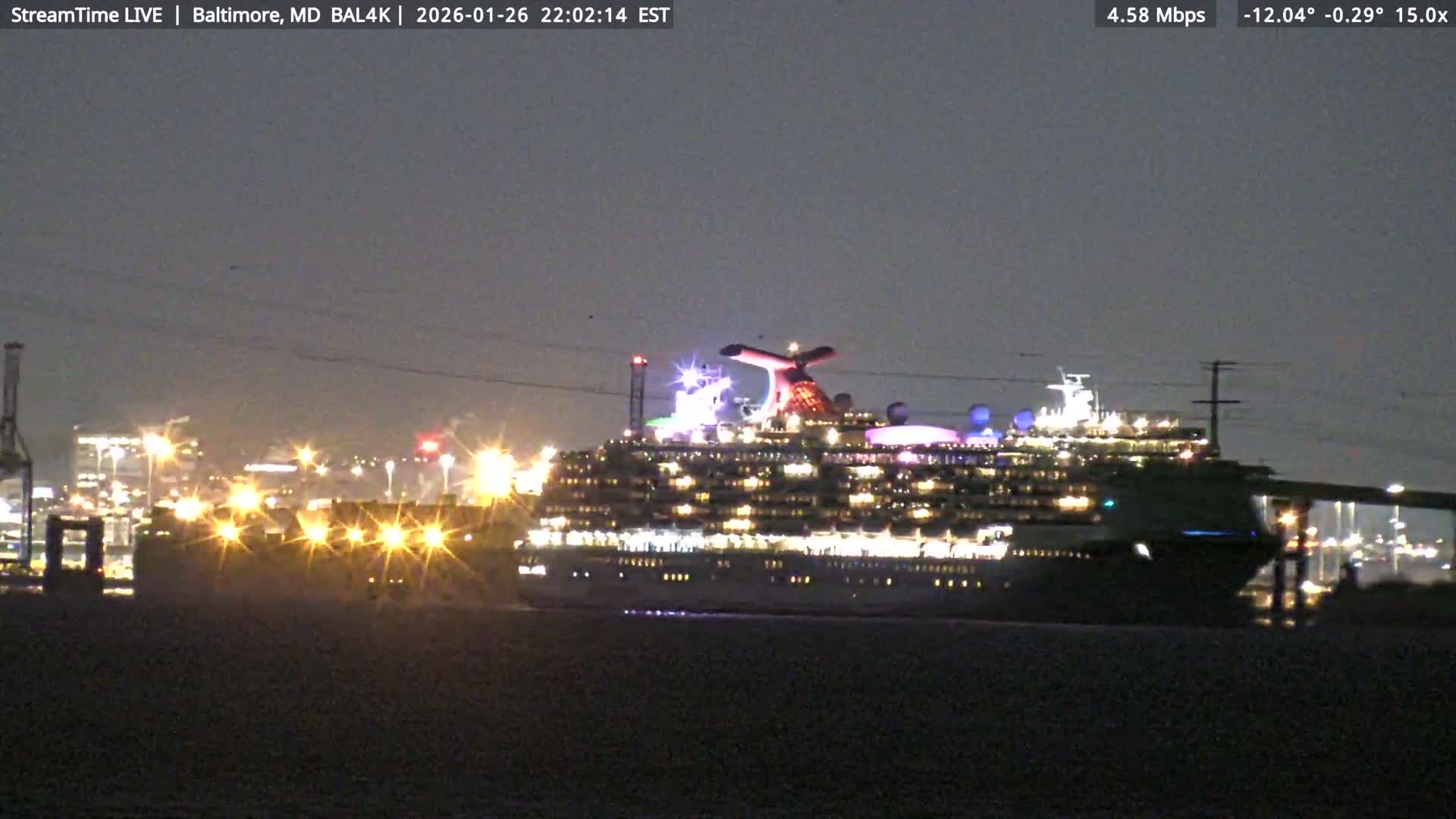 Port of Baltimore, Francis Scott Key Bridge, & Dundalk Marine Terminal & Patapsco River View from Fort Smallwood Park Live Cam - Pasadena, Anne Arundel, Maryland, USA