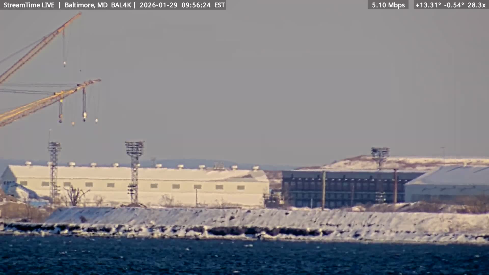 Port of Baltimore, Francis Scott Key Bridge, & Dundalk Marine Terminal & Patapsco River View from Fort Smallwood Park Live Cam - Pasadena, Anne Arundel, Maryland, USA