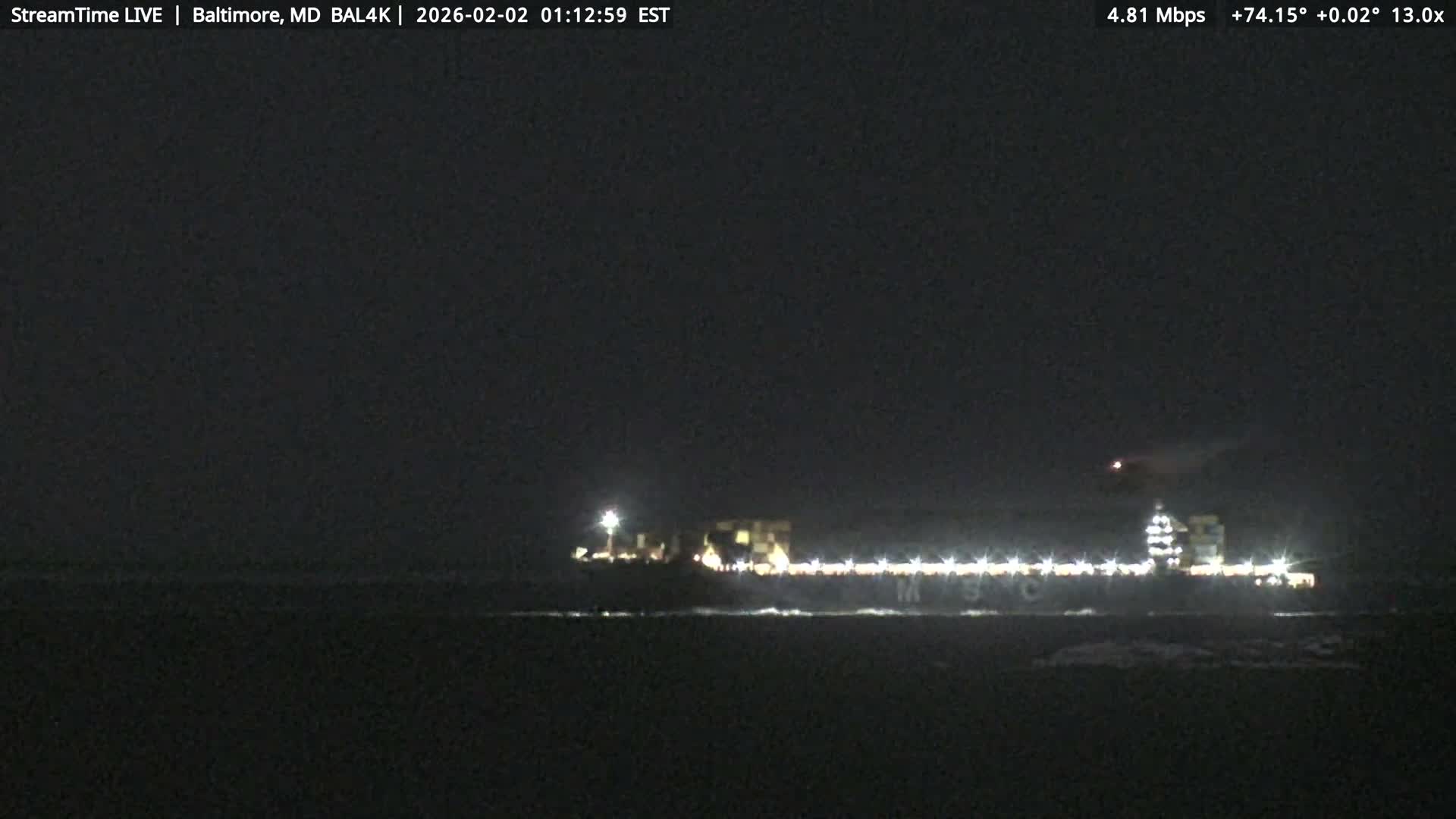 Port of Baltimore, Francis Scott Key Bridge, & Dundalk Marine Terminal & Patapsco River View from Fort Smallwood Park Live Cam - Pasadena, Anne Arundel, Maryland, USA