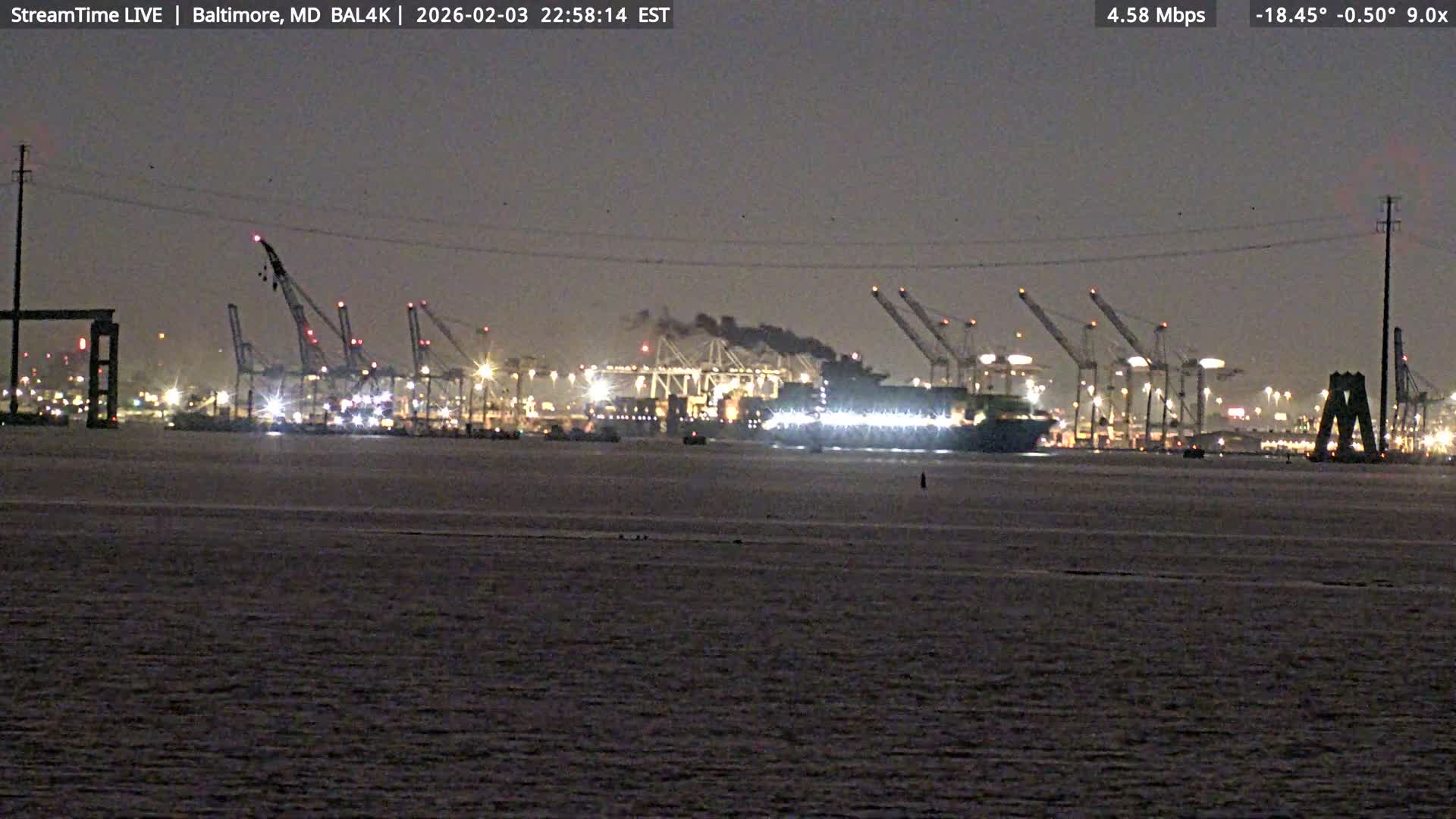 Port of Baltimore, Francis Scott Key Bridge, & Dundalk Marine Terminal & Patapsco River View from Fort Smallwood Park Live Cam - Pasadena, Anne Arundel, Maryland, USA